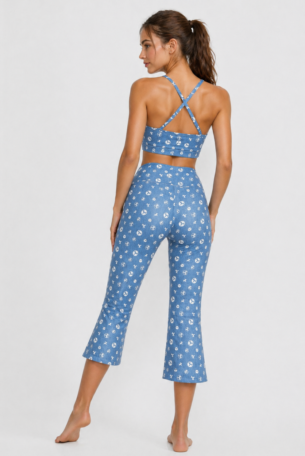 Women's Trophy Yoga Logo Denim 2-Piece Set Made in USA side view