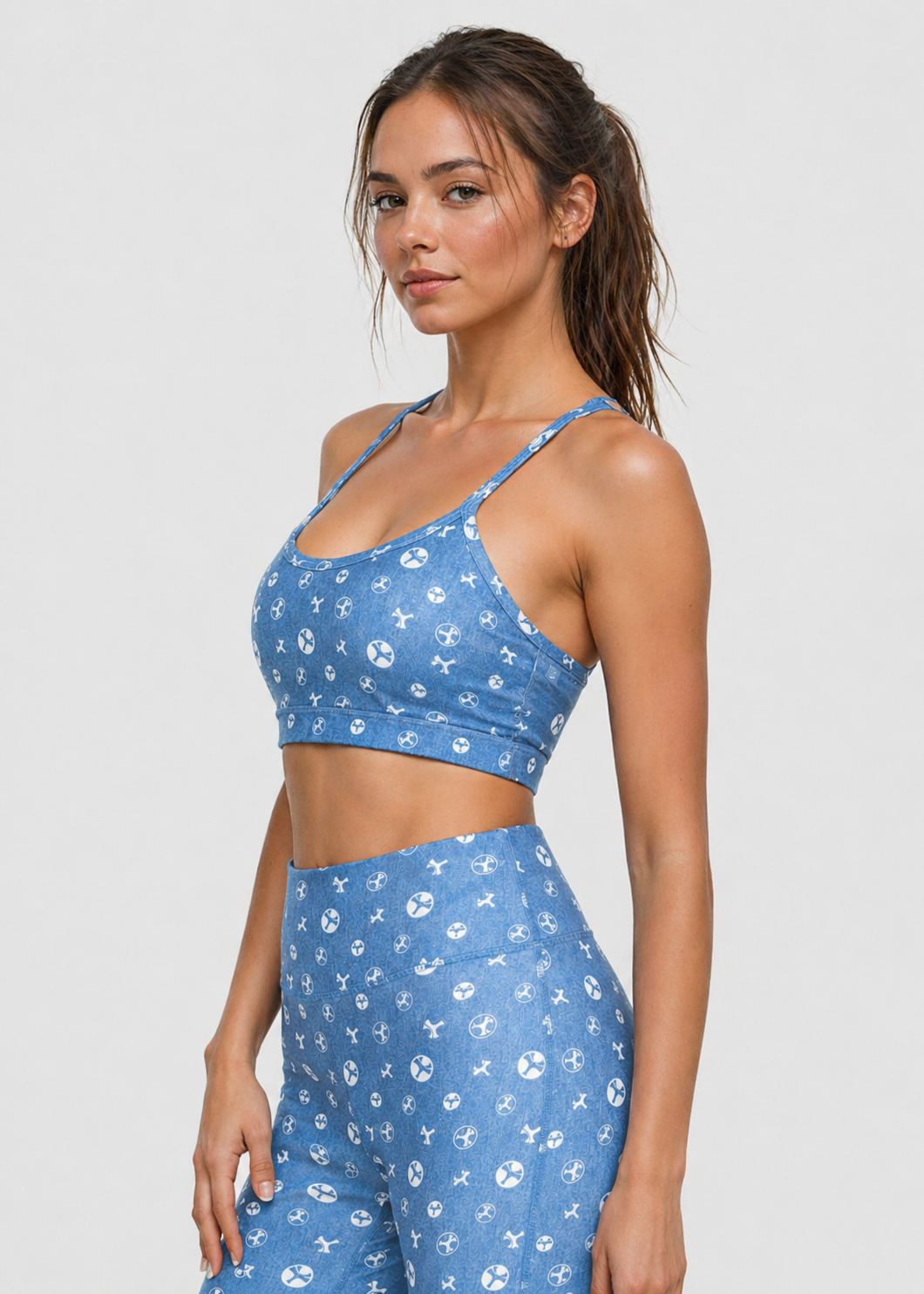Women's Trophy Yoga Logo Denim 2-Piece Set Made in USA detail view 5