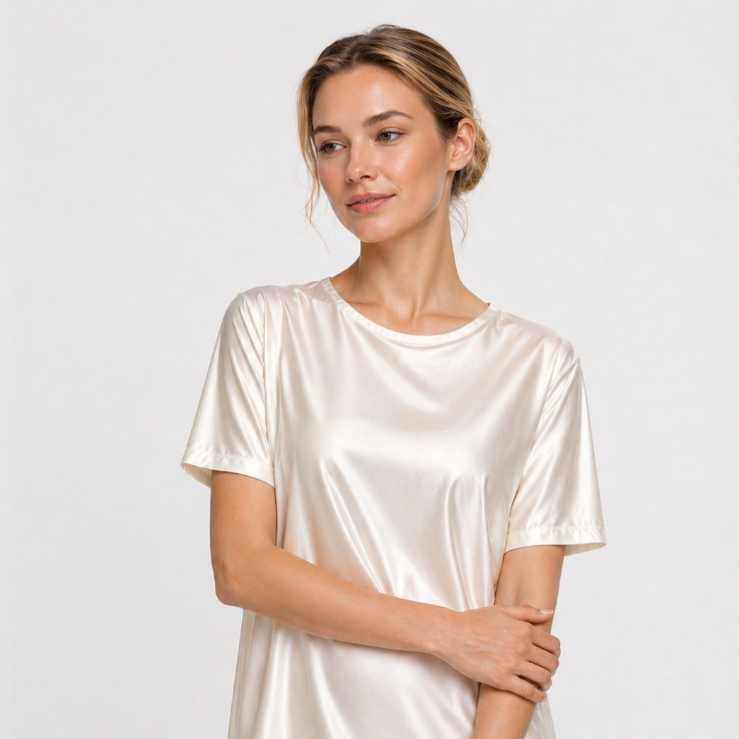 Women's Satin Stretch Mini Dress Made in USA back view