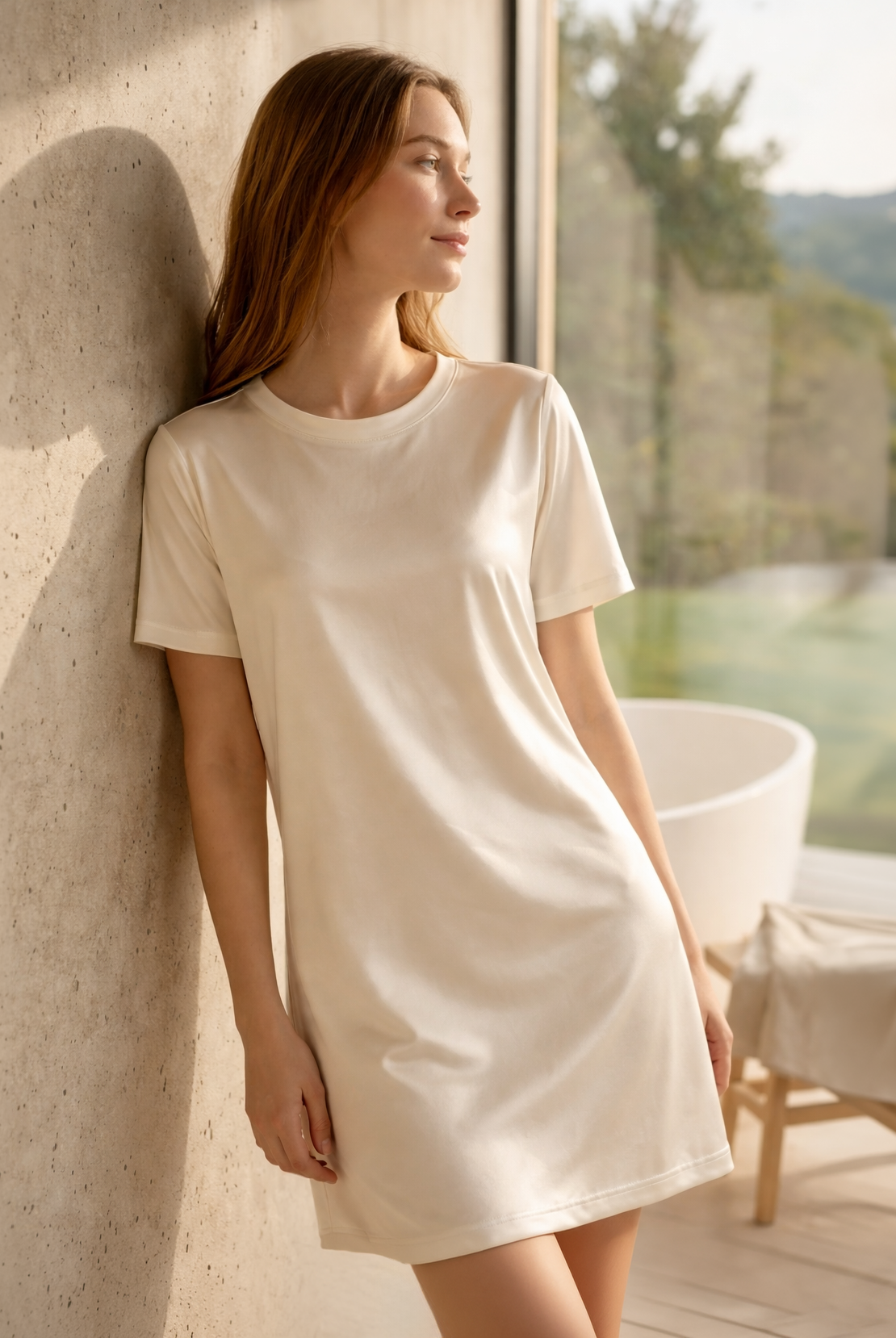 Women's Satin Stretch Mini Dress Made in USA