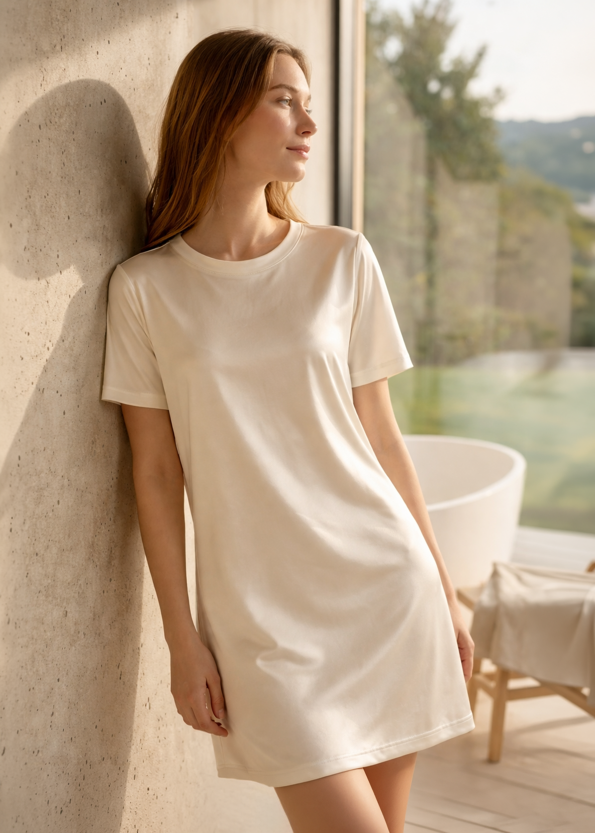 Women's Satin Stretch Mini Dress Made in USA