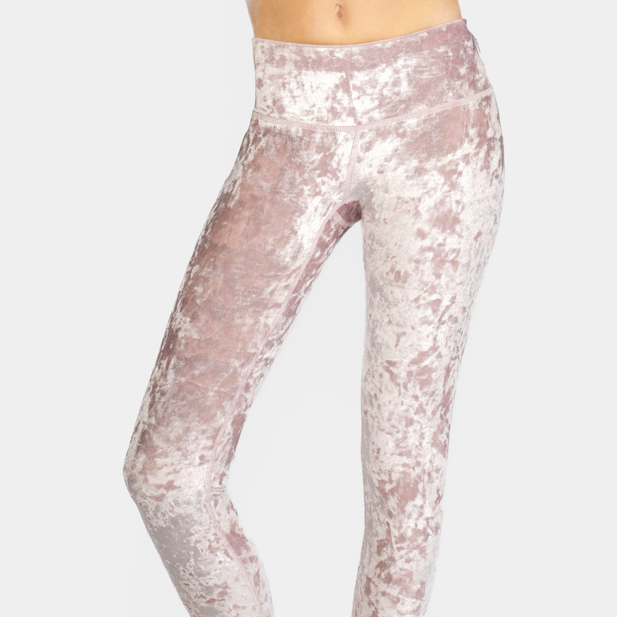 Women's Velvet Cropped Leggings Made in USA detail view 2