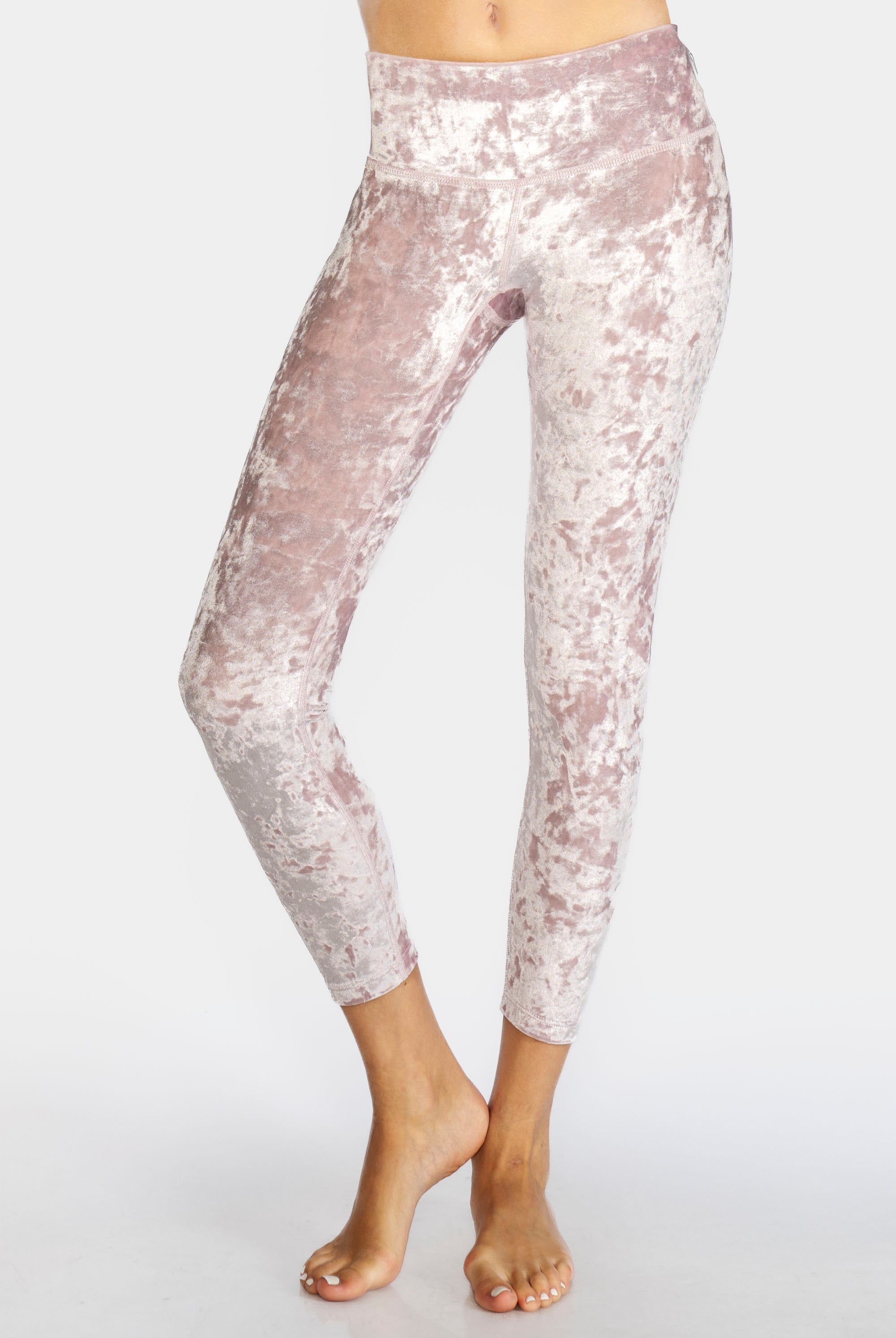 Women's Velvet Cropped Leggings Made in USA detail view 2
