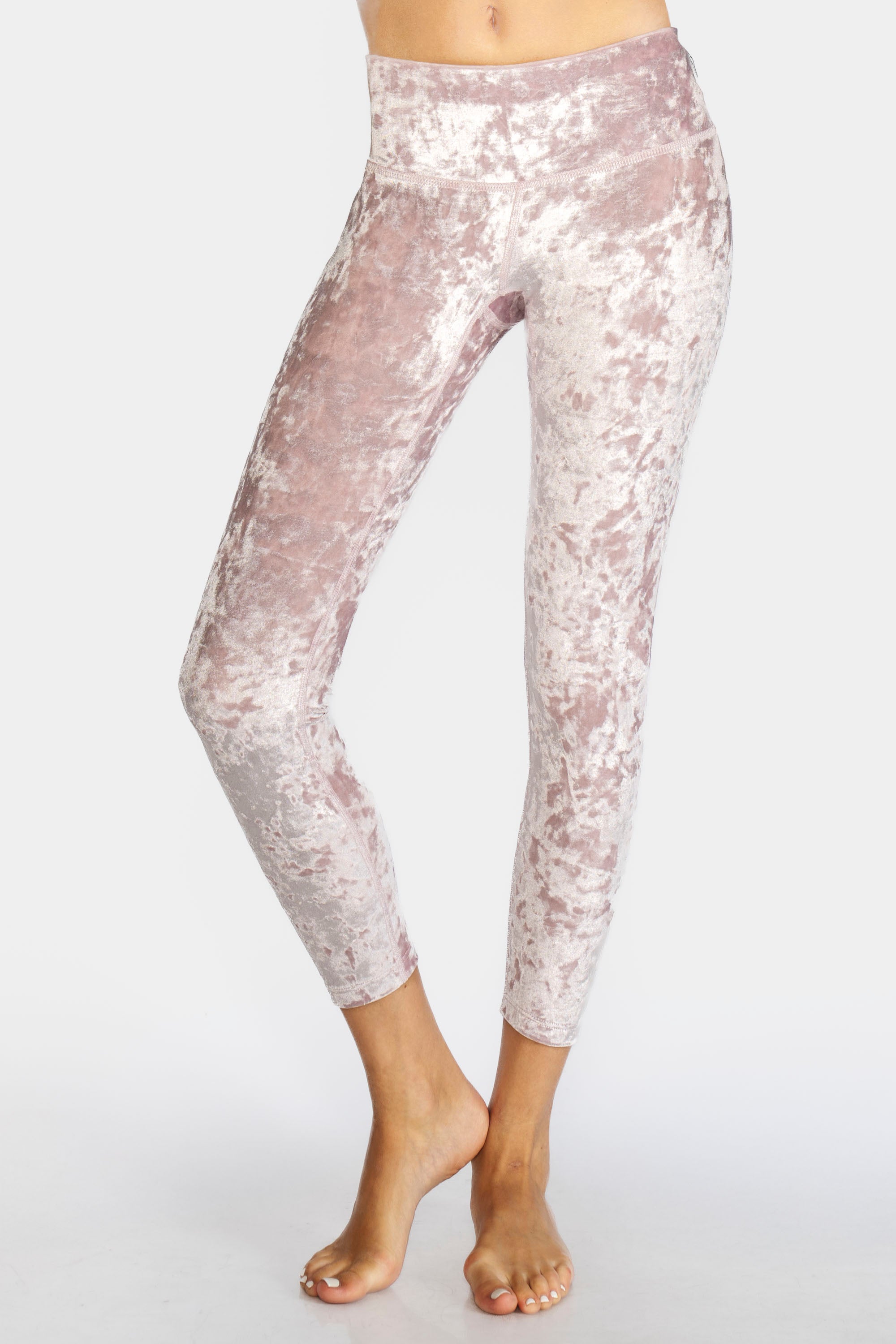 Women's Velvet Cropped Leggings Made in USA detail view 2