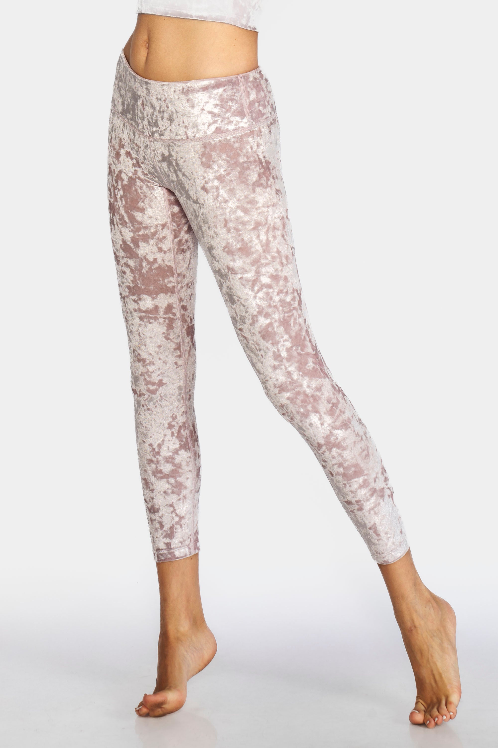 Women's Velvet Cropped Leggings Made in USA detail view 3