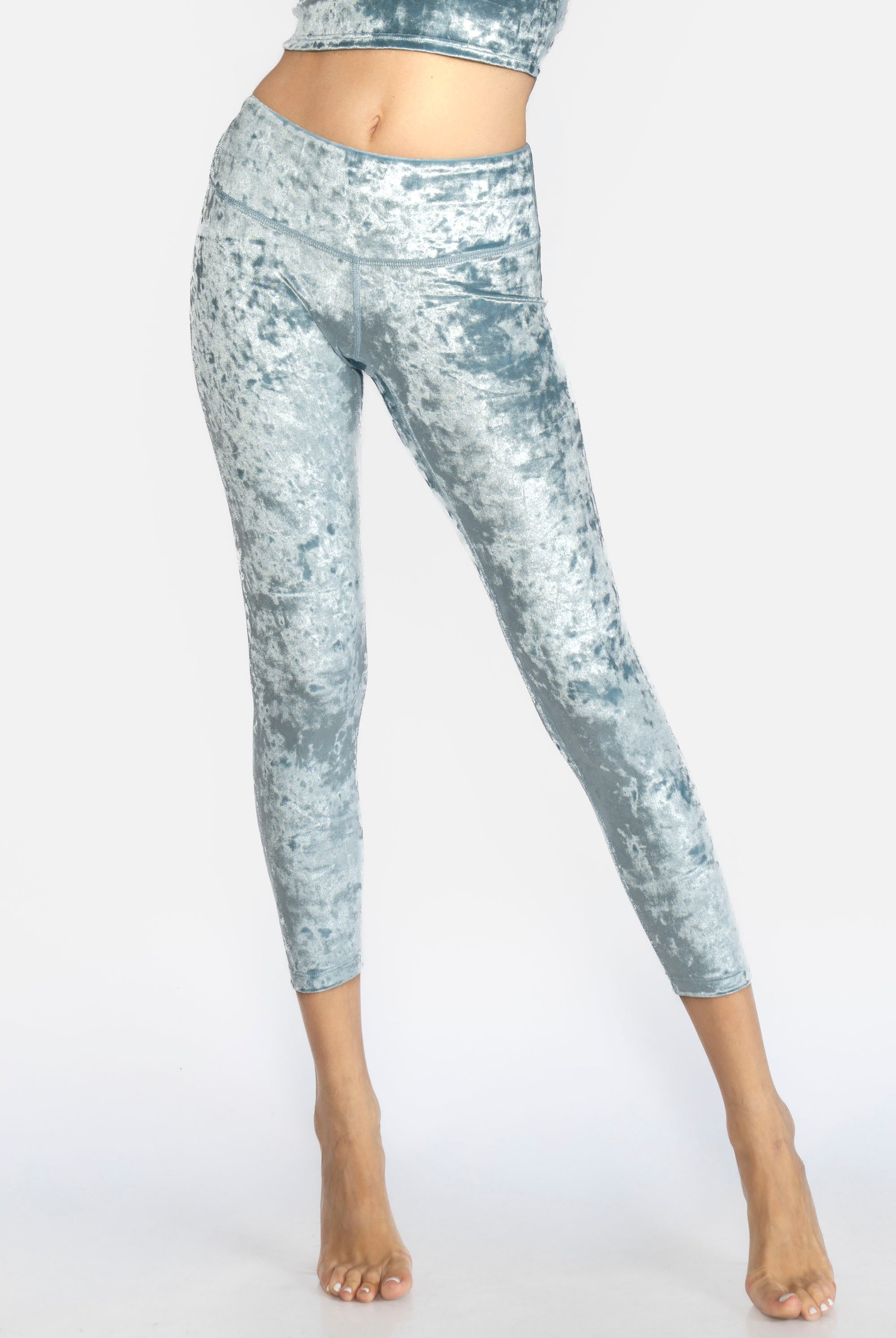 Women's Velvet Cropped Leggings Made in USA