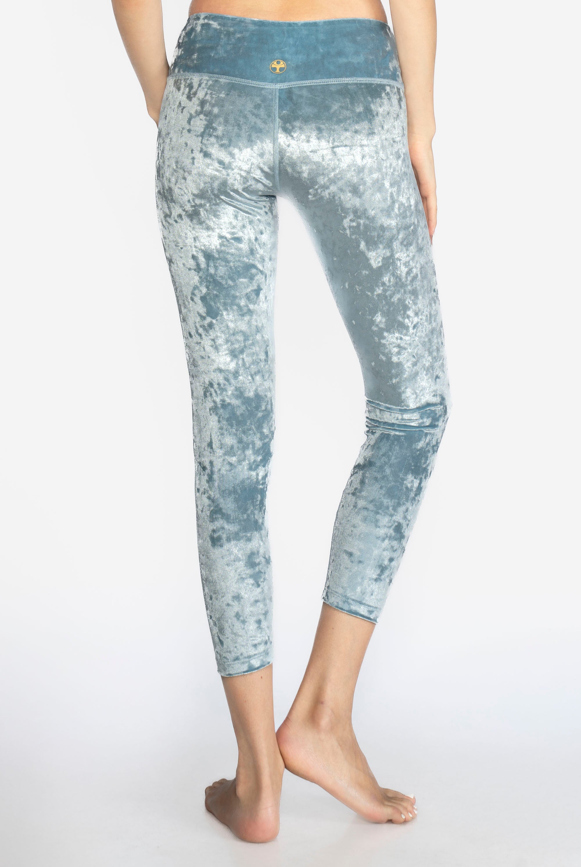 Women's Velvet Cropped Leggings Made in USA side view