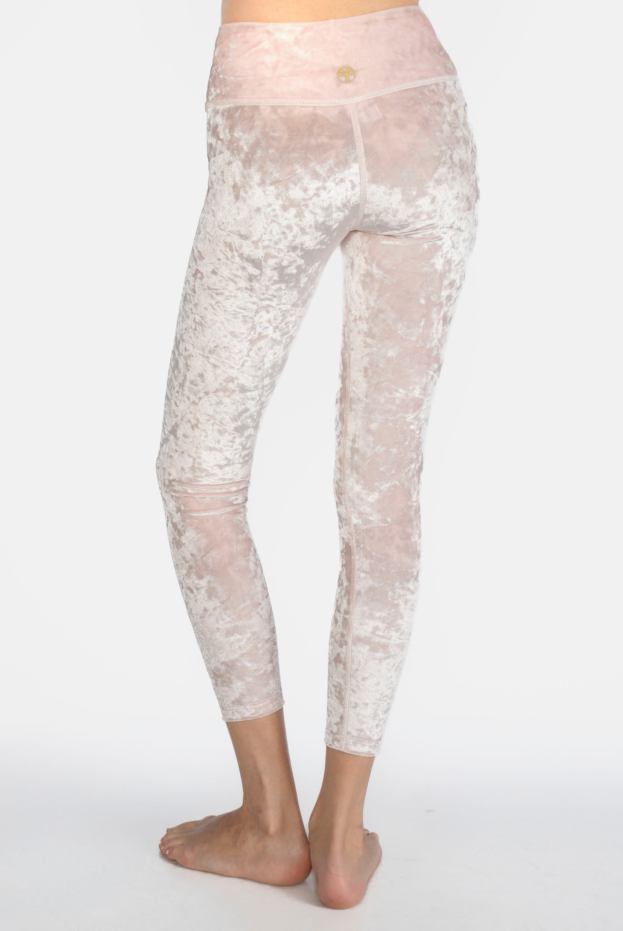 Women's Velvet Cropped Leggings Made in USA detail view 7