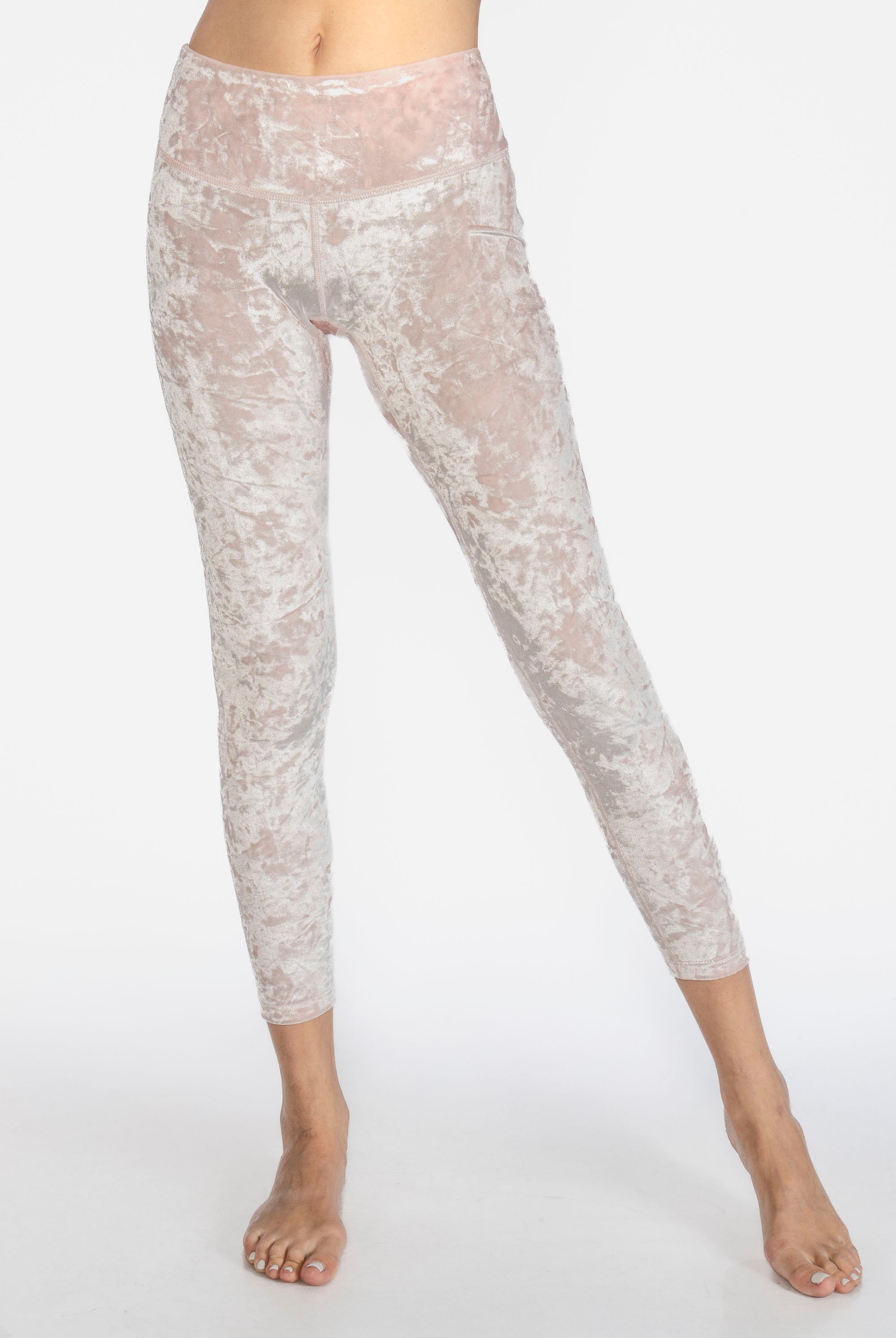 Women's Velvet Cropped Leggings Made in USA detail view 8