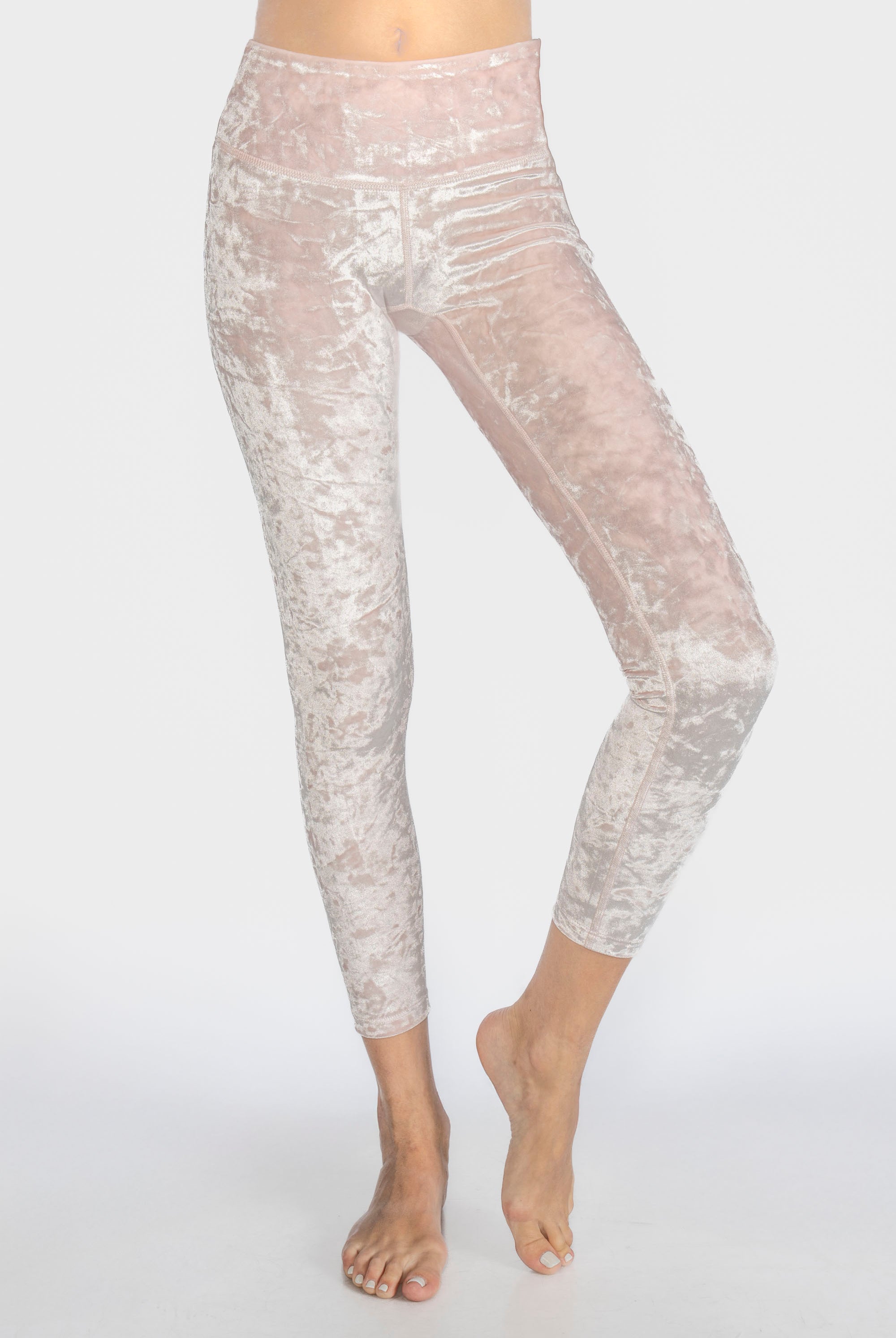 Women's Velvet Cropped Leggings Made in USA detail view 6