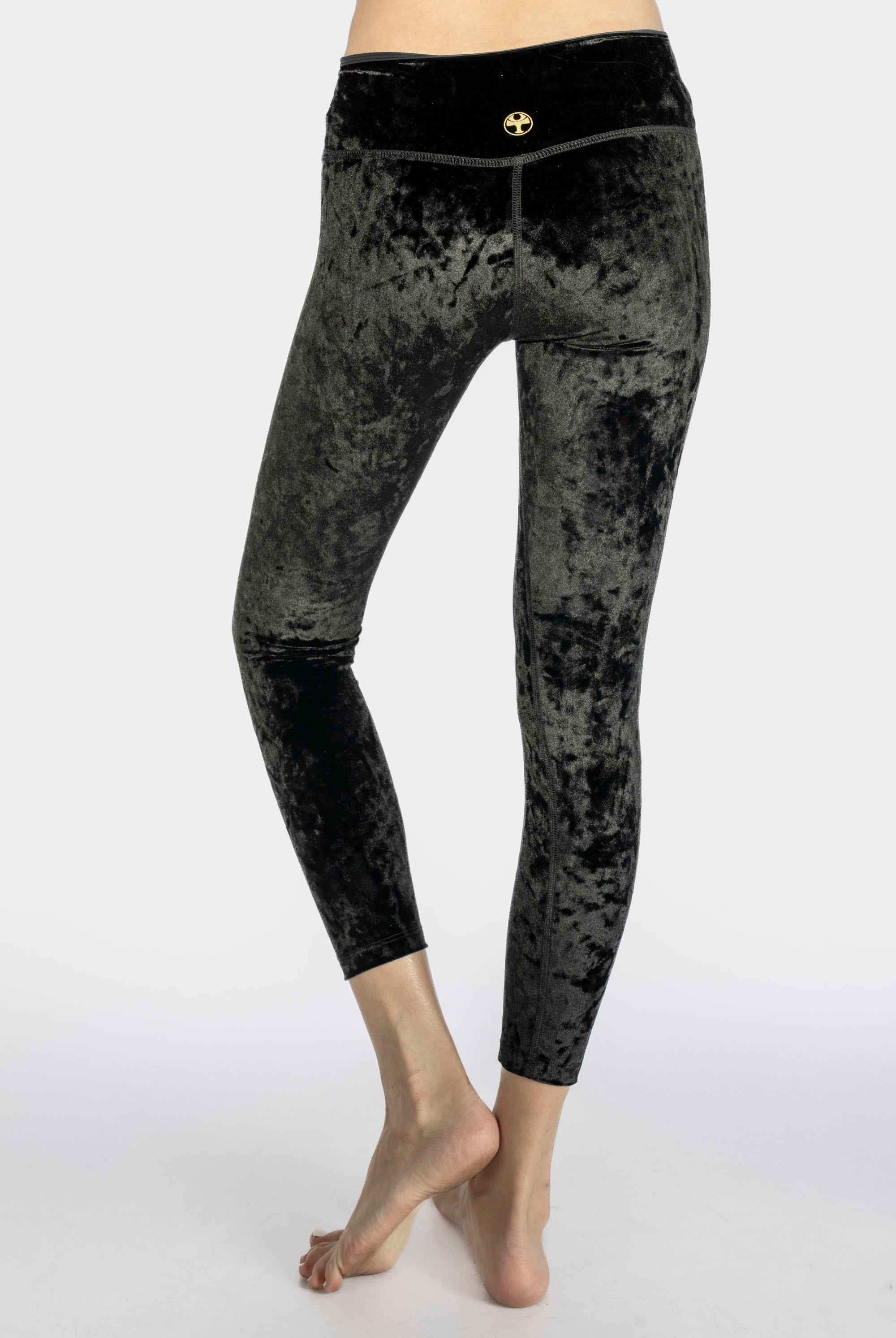 Women's Velvet Cropped Leggings Made in USA detail view 11