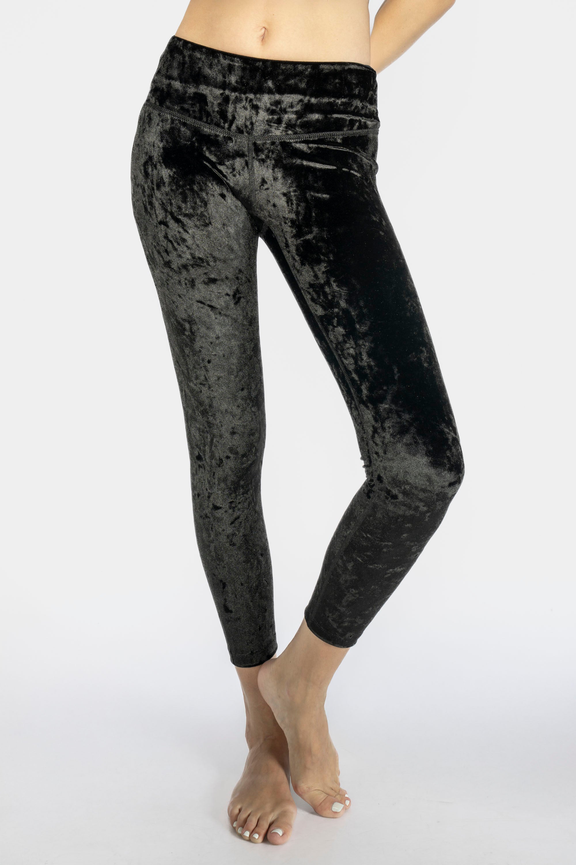 Women's Velvet Cropped Leggings Made in USA detail view 10