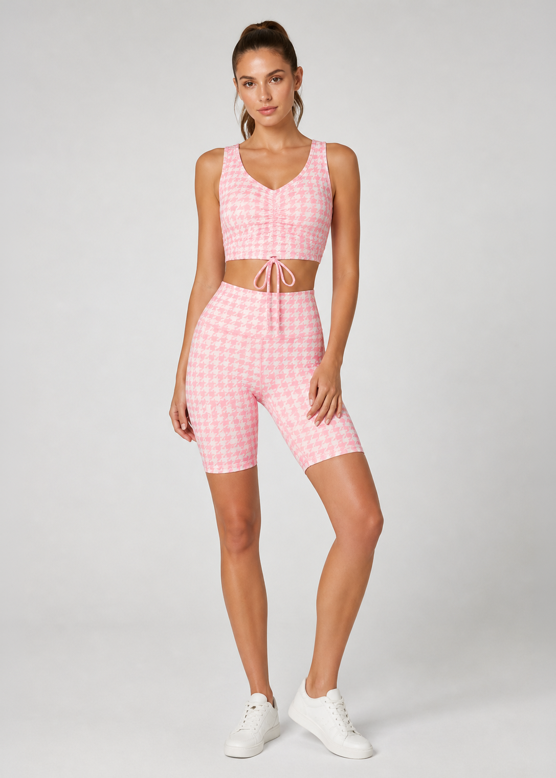 Women's Houndstooth Biker Shorts Made in USA detail view 3