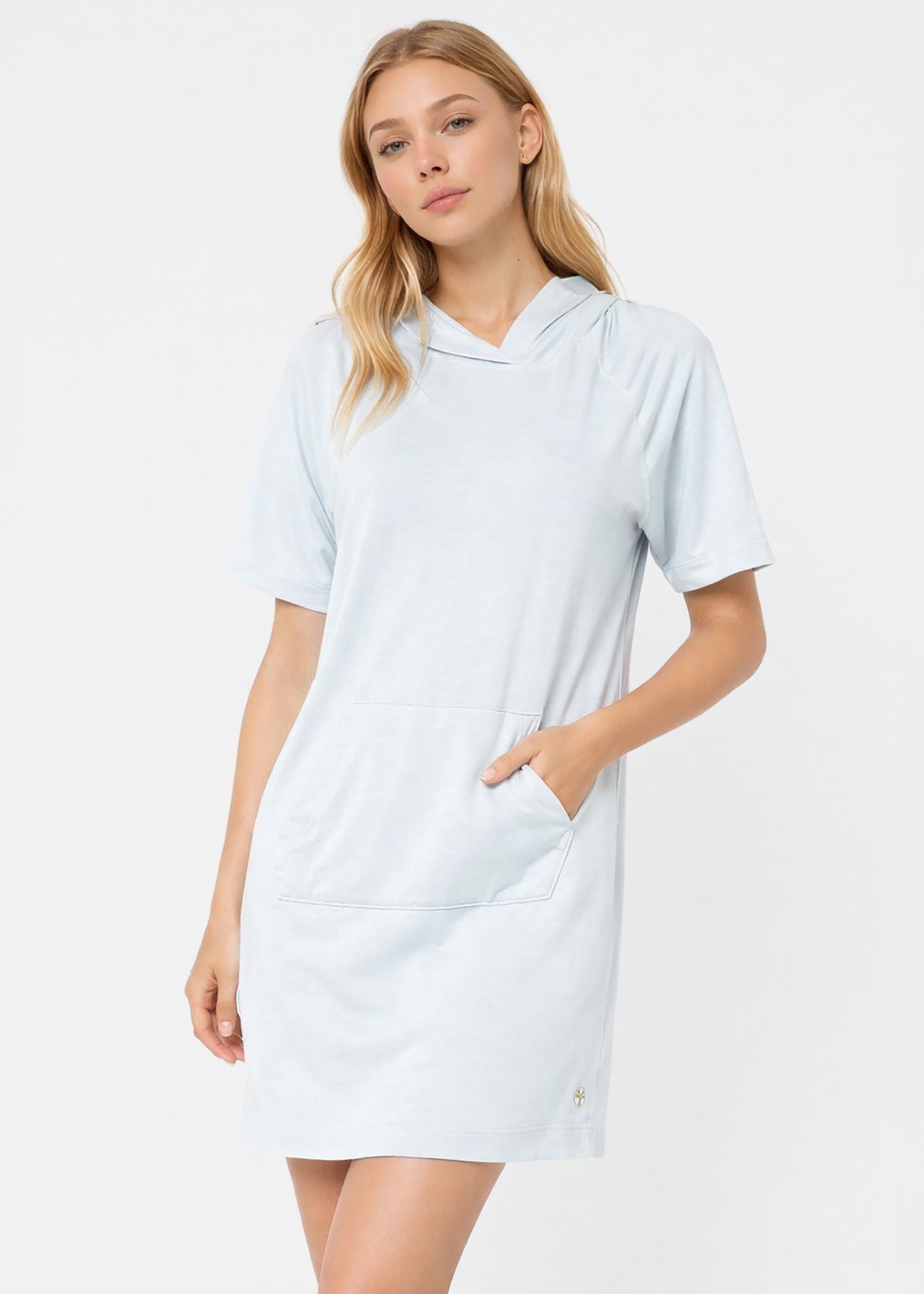 Women's Modal Hoodie Dress Made in USA detail view 6