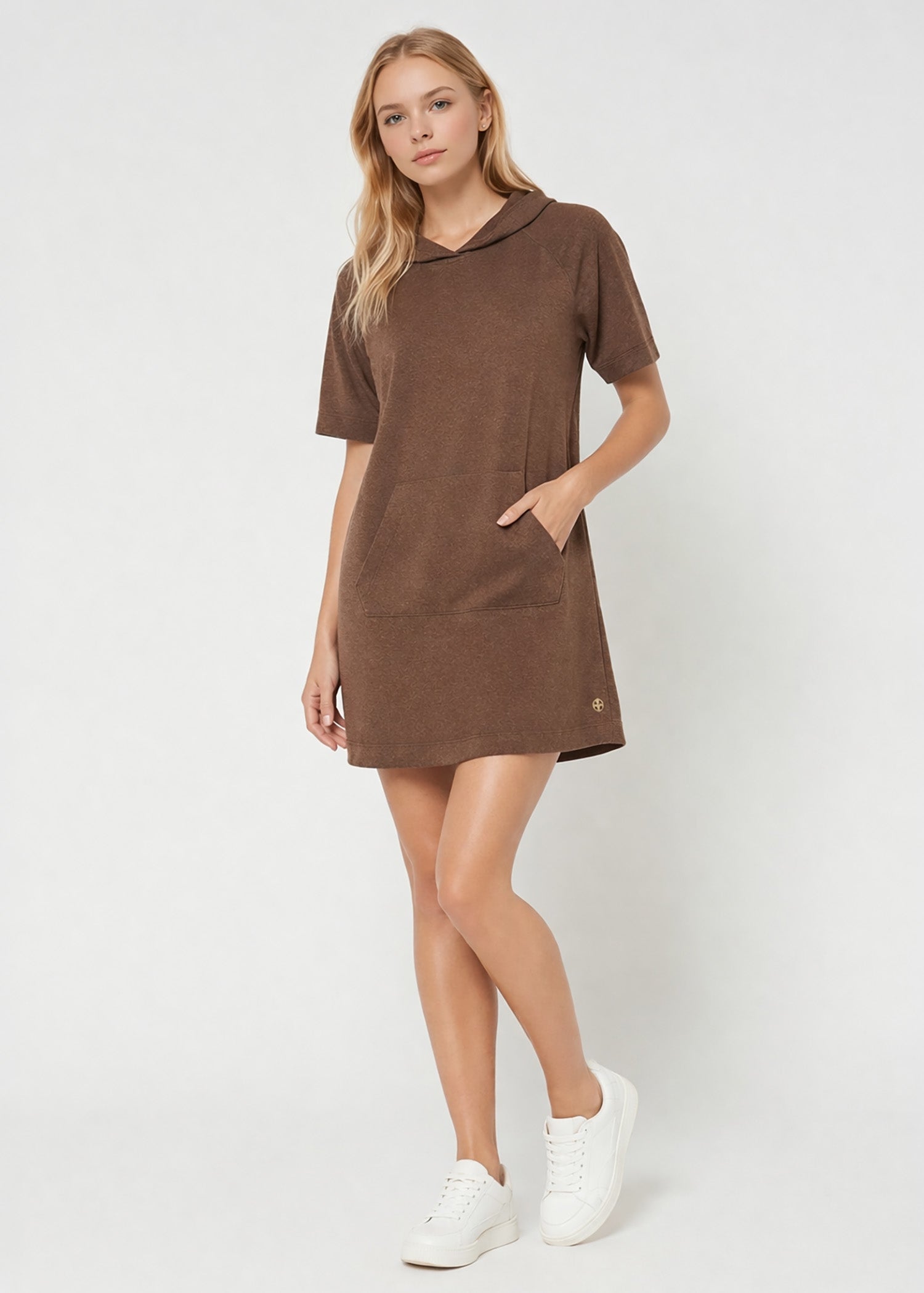 Women's Modal Hoodie Dress Made in USA detail view 1