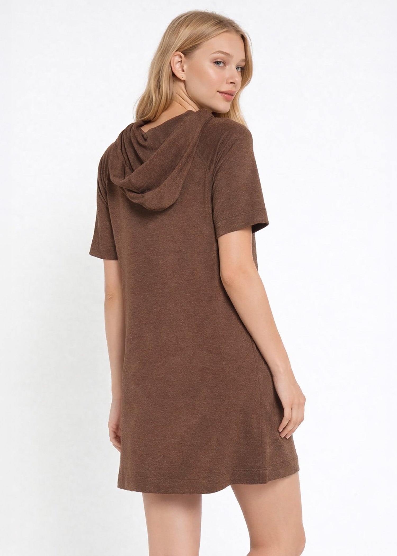 Women's Modal Hoodie Dress Made in USA side view