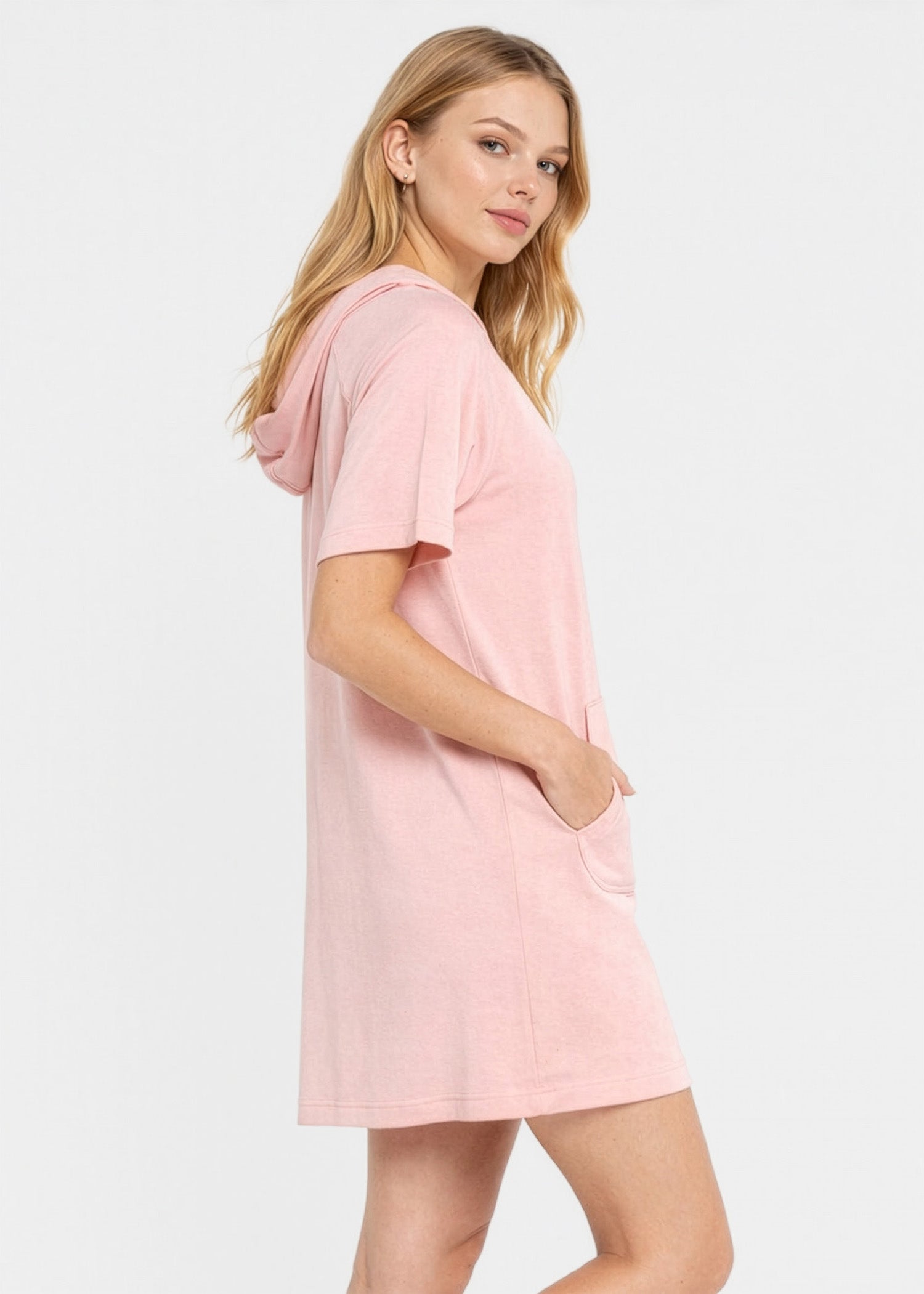 Women's Modal Hoodie Dress Made in USA detail view 11