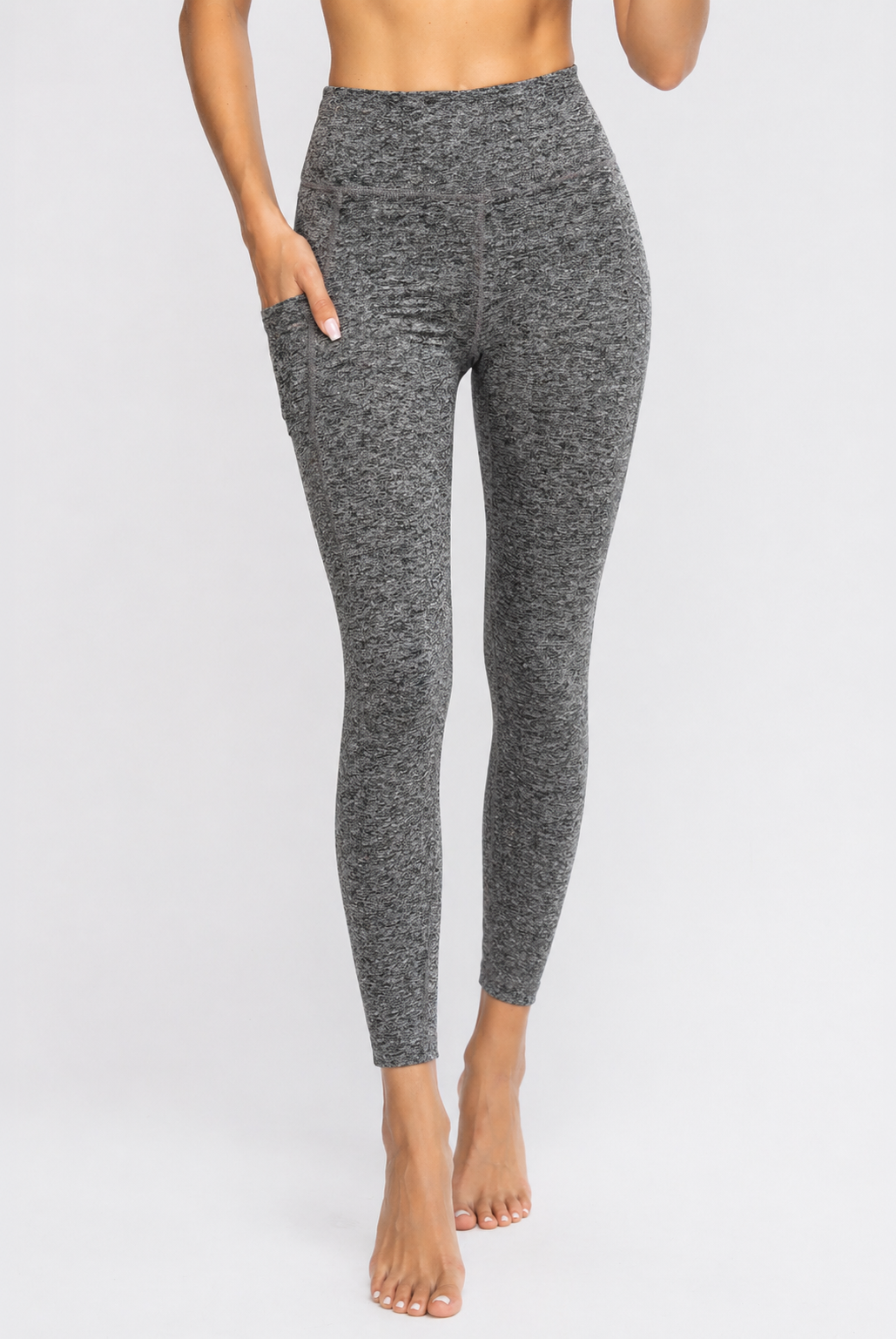 Women's Heather Pocket Leggings Made in USA detail view 12