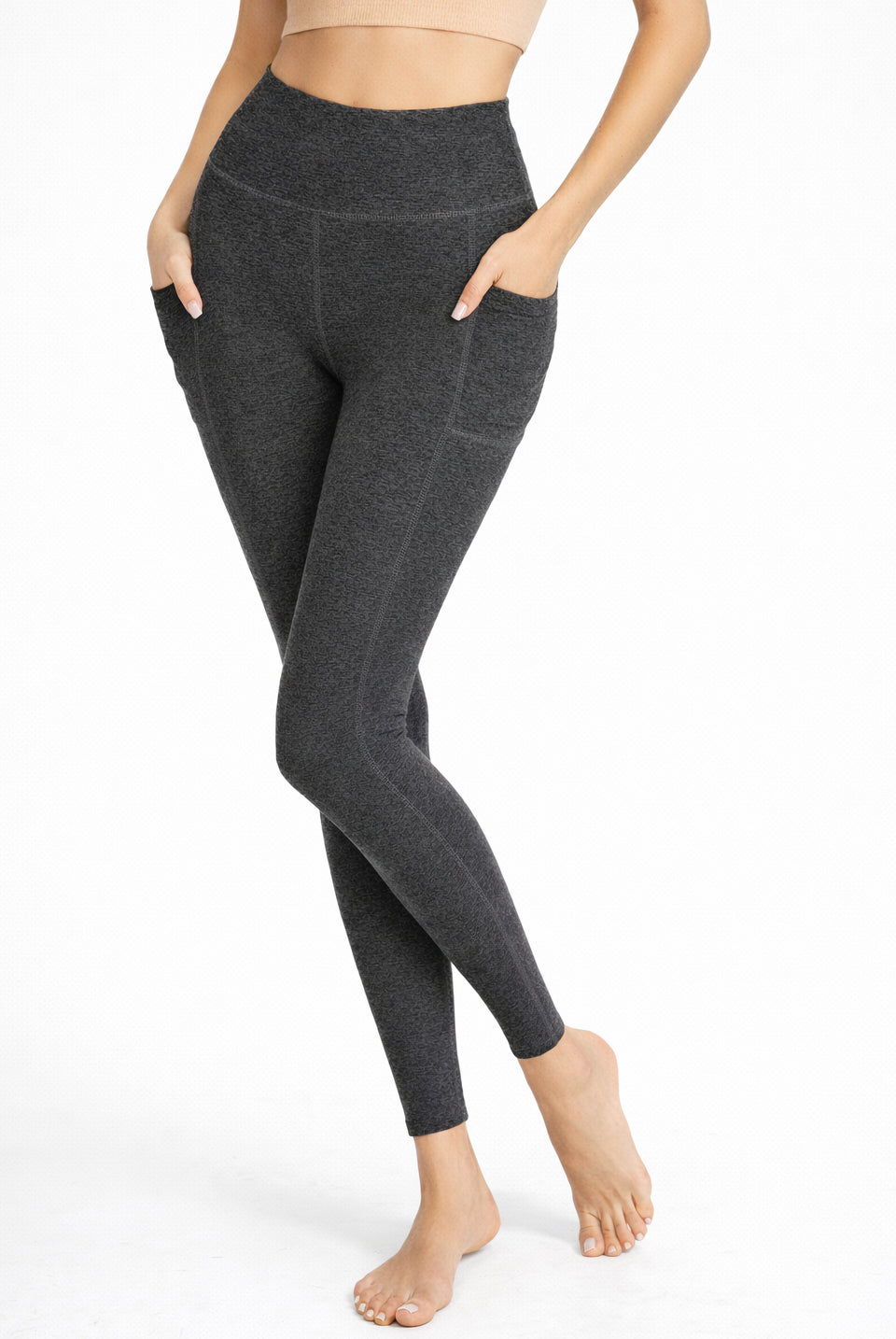 Women's Heather Pocket Leggings Made in USA detail view 1