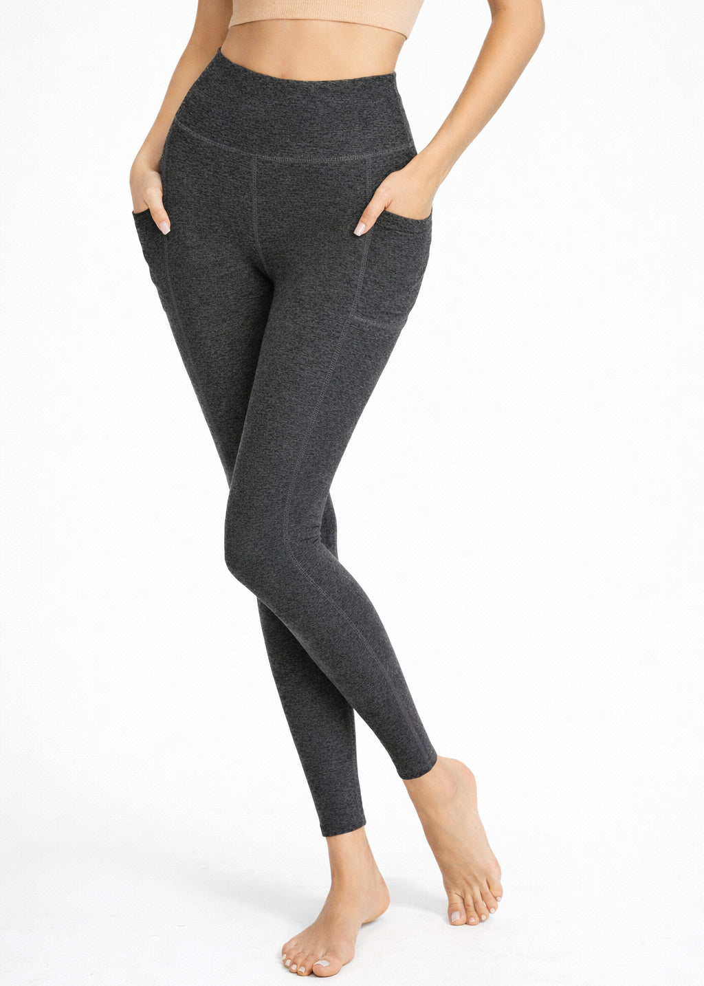 Women's Heather Pocket Leggings Made in USA detail view 1