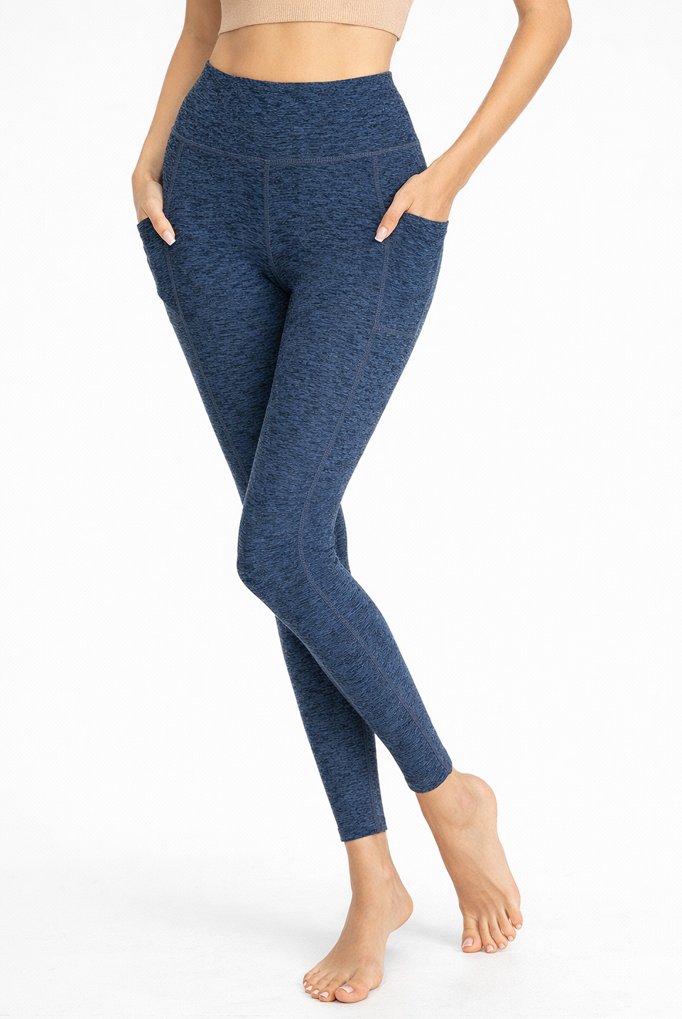 Women's Heather Pocket Leggings Made in USA detail view 5