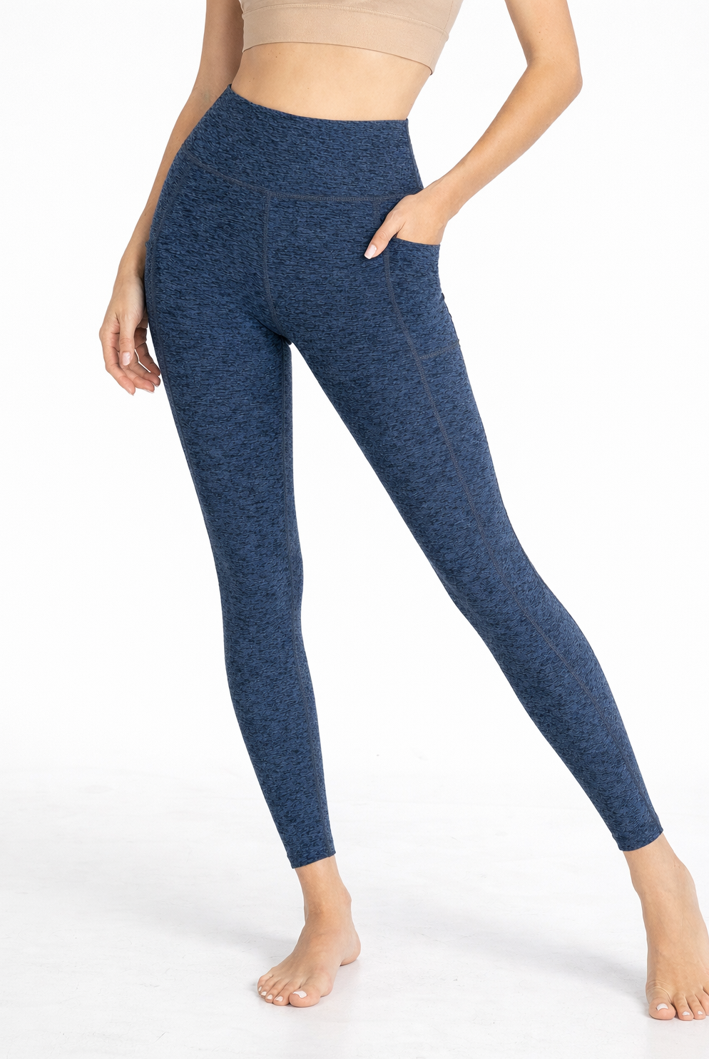 Women's Heather Pocket Leggings Made in USA detail view 7