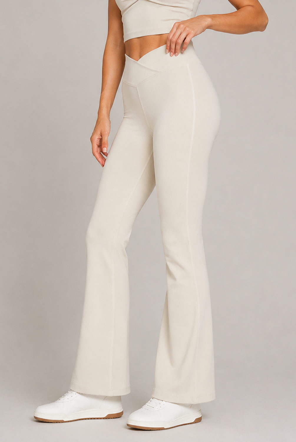 Women's Cross Front Flare Yoga 2-Piece Set Made in USA detail view 12