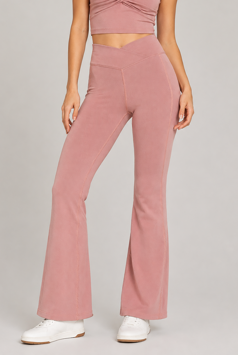 Women's Cross Front Flare Yoga 2-Piece Set Made in USA detail view 6