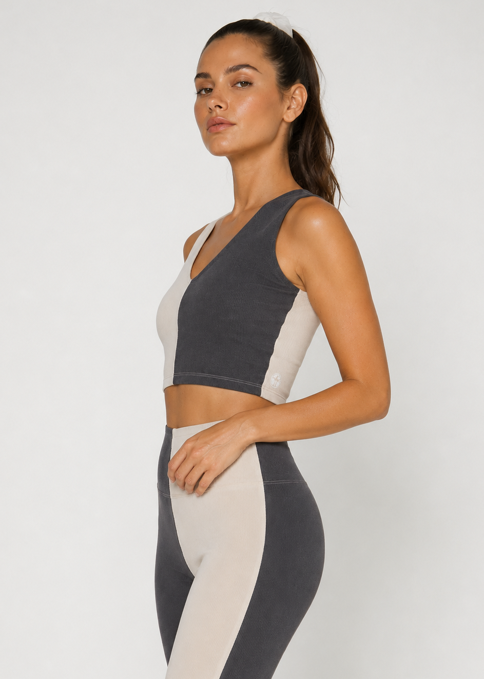 Women's Two Tone Shorts Yoga 2-Piece Set Made in USA back view