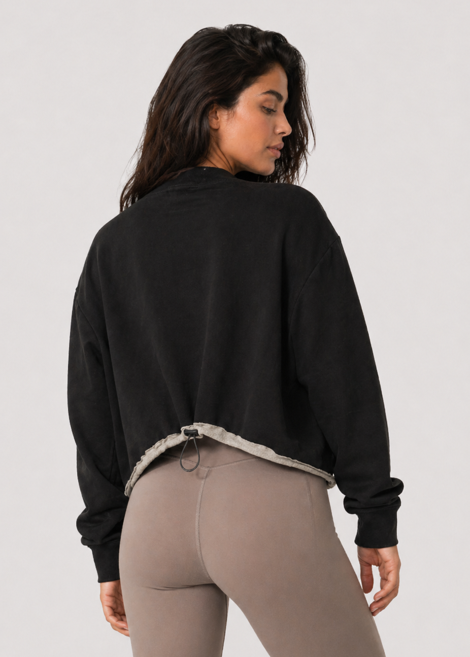 Women's Lux Terry Crop Jacket Made in USA back view