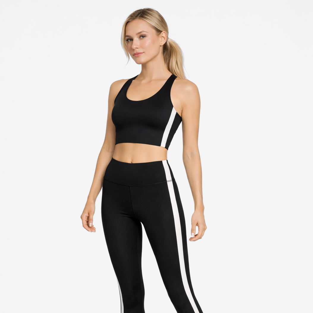 Women's Side Split Yoga Leggings Made in USA front view