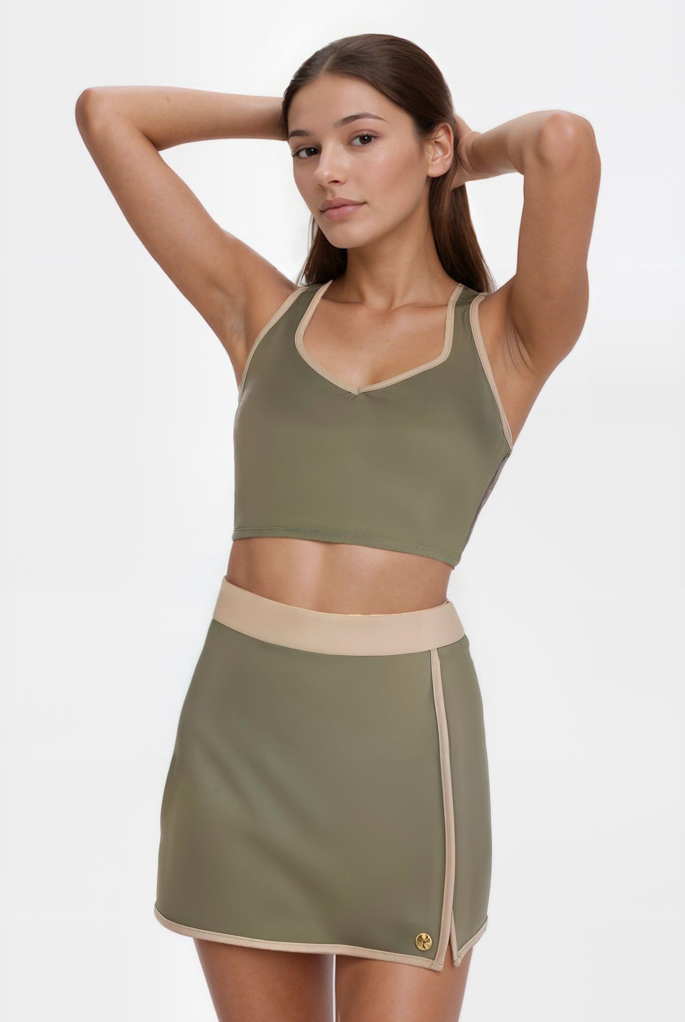 Women's Contrast Cropped Sports Bra Made in USA detail view 9