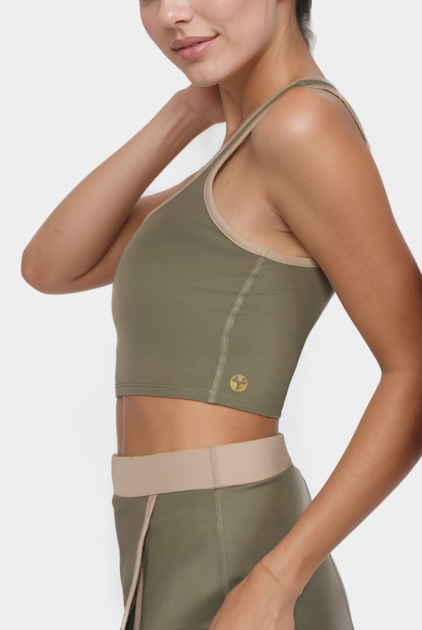 Women's Contrast Cropped Sports Bra Made in USA detail view 10