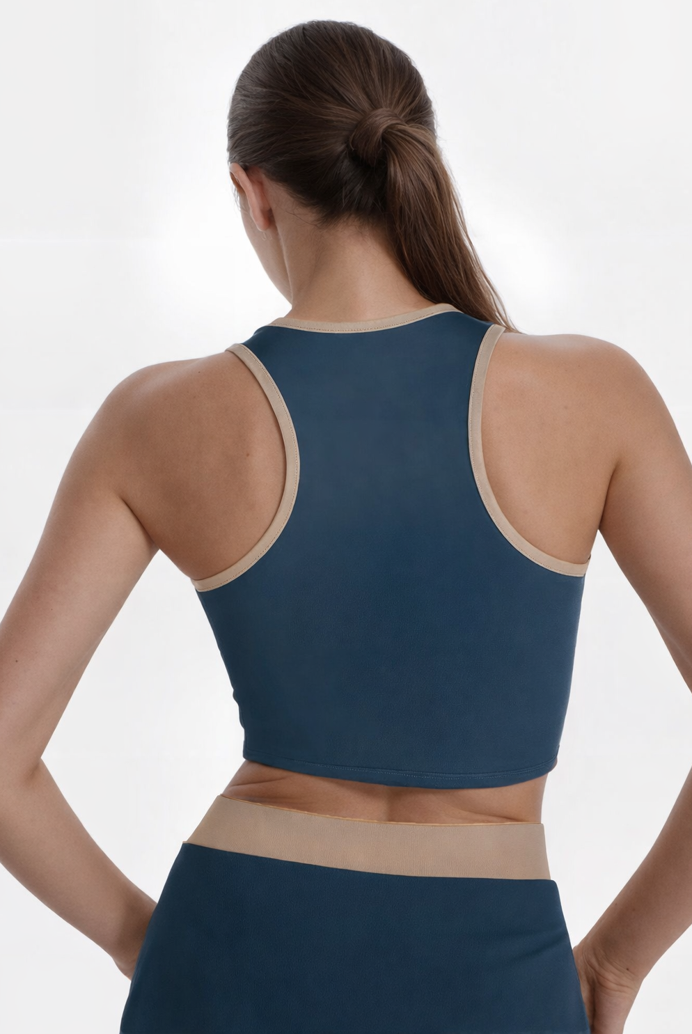 Women's Contrast Cropped Sports Bra Made in USA detail view 15