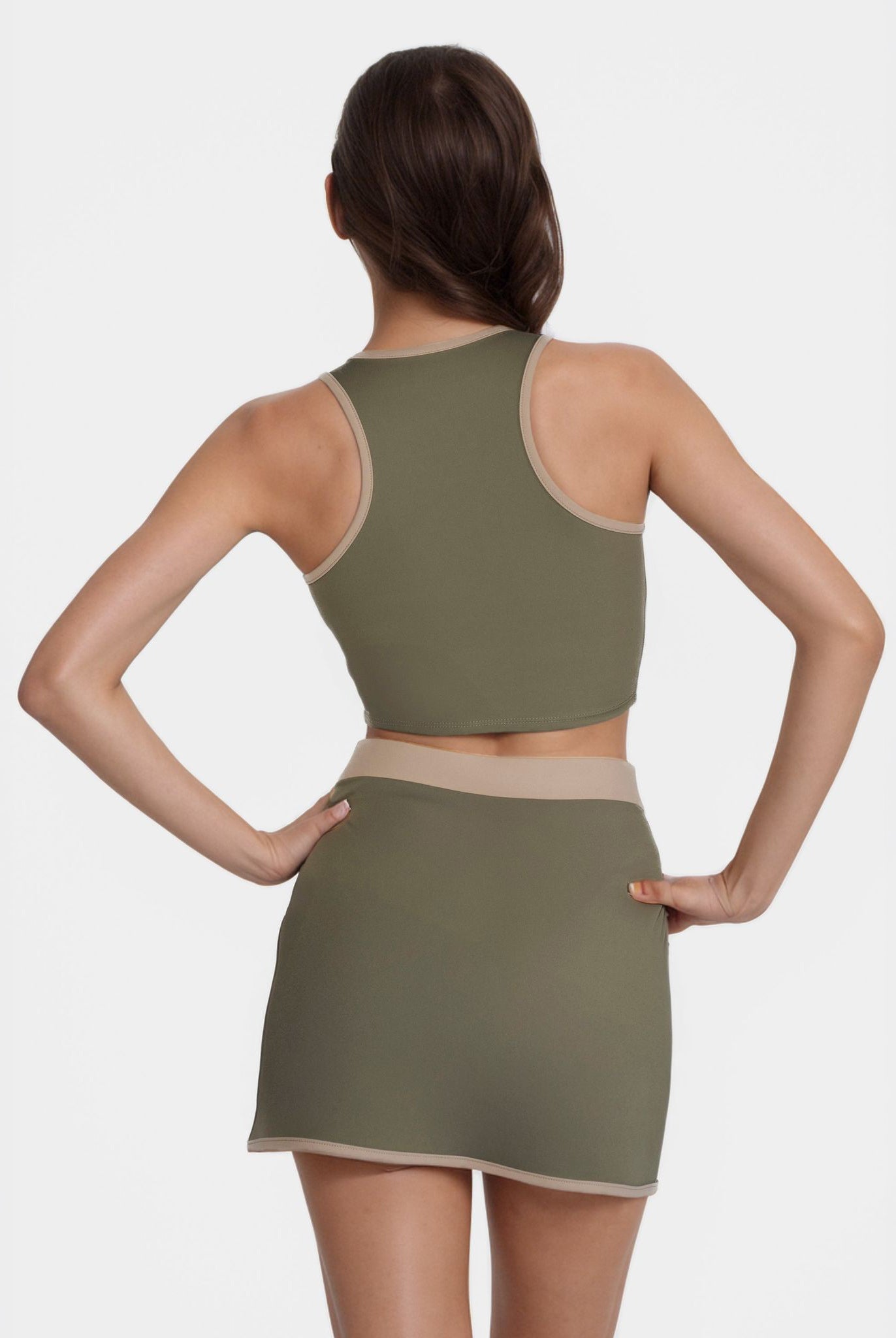 Women's Contrast Cropped Sports Bra Made in USA detail view 11