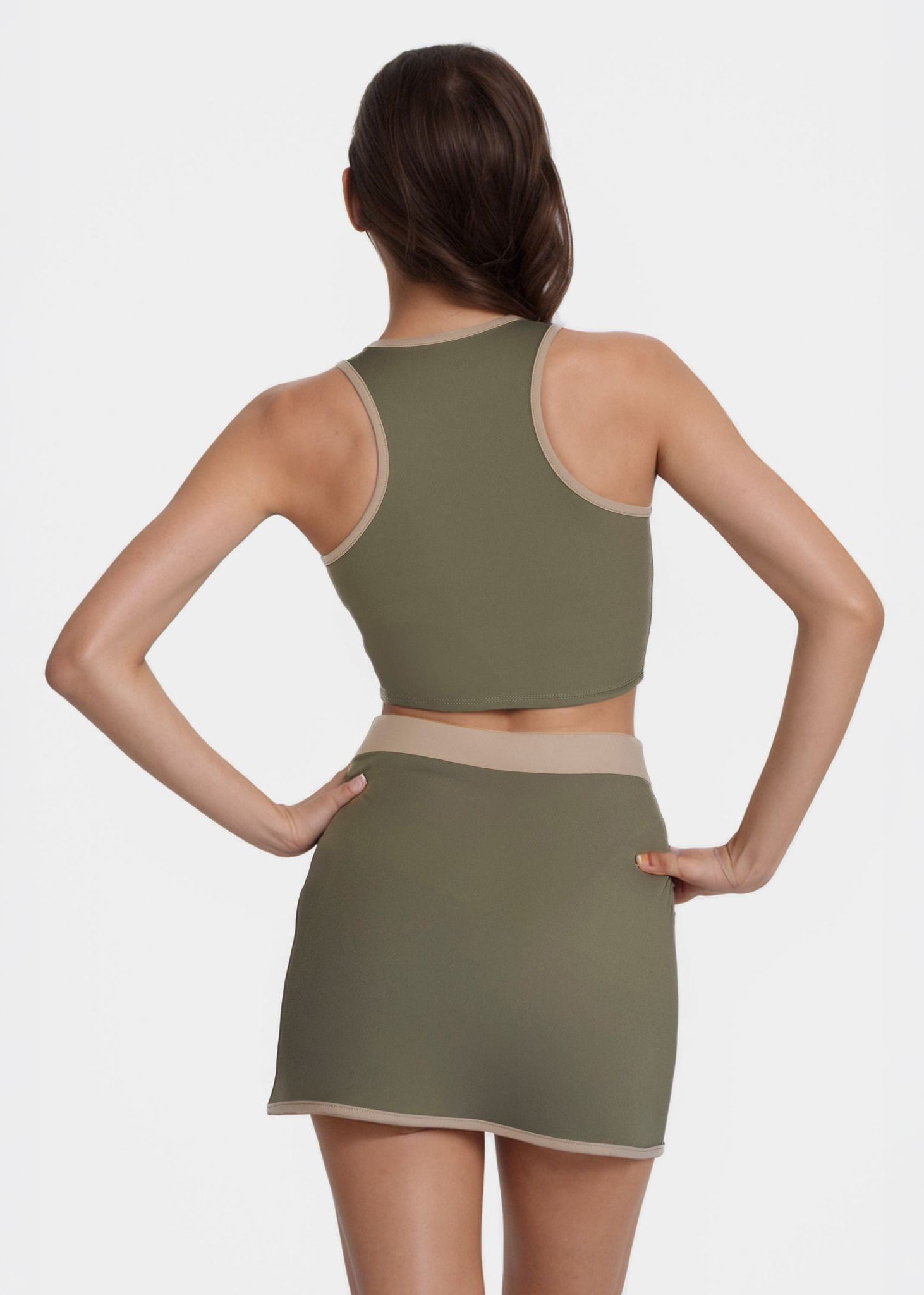 Women's Contrast Cropped Sports Bra Made in USA detail view 11