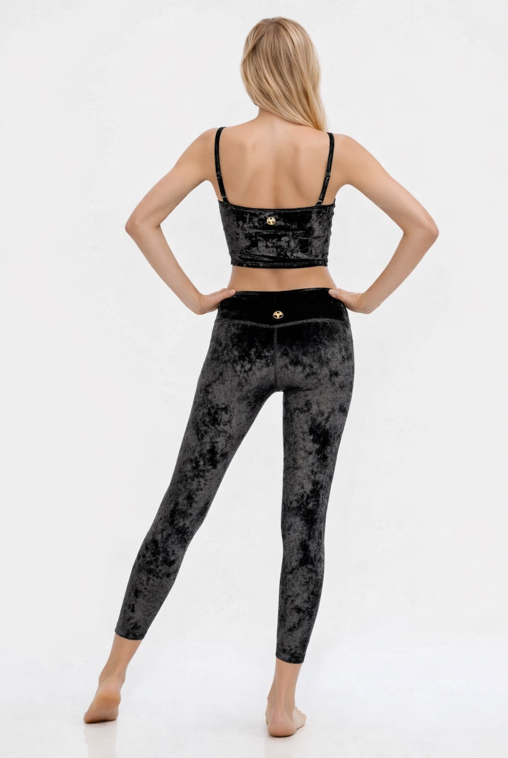 Women's Velvet Shirred Crop Top Made in USA detail view 10