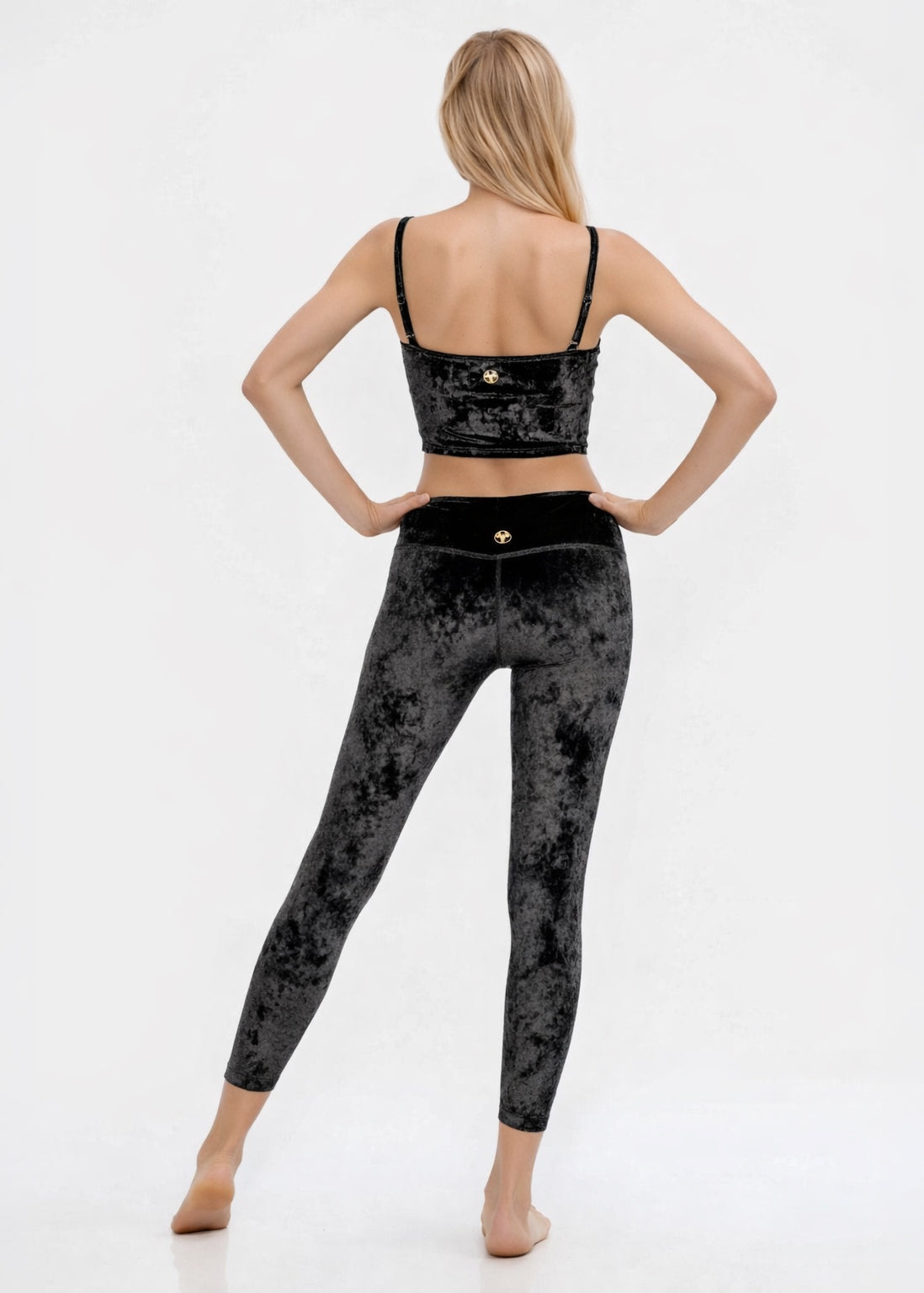 Women's Velvet Shirred Crop Top Made in USA detail view 10