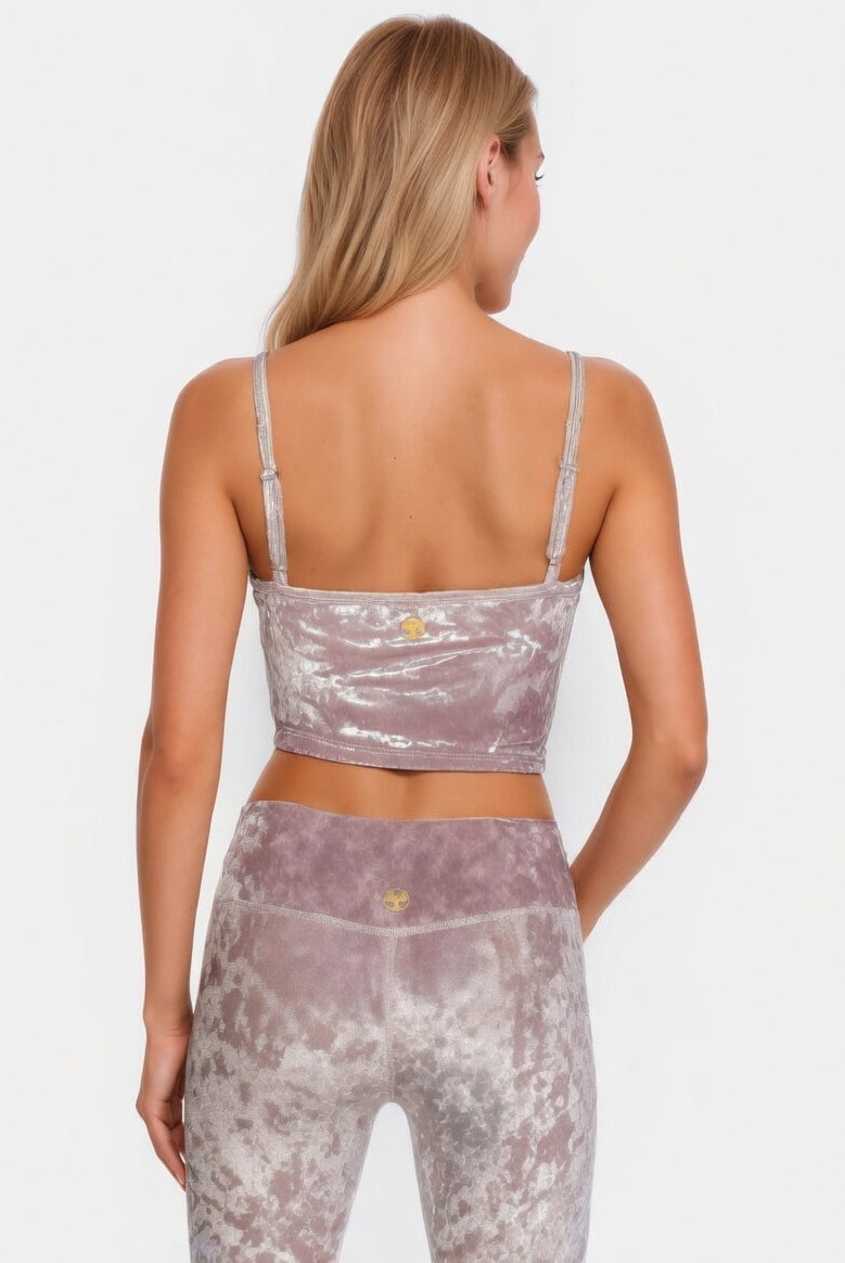 Women's Velvet Shirred Crop Top Made in USA detail view 6