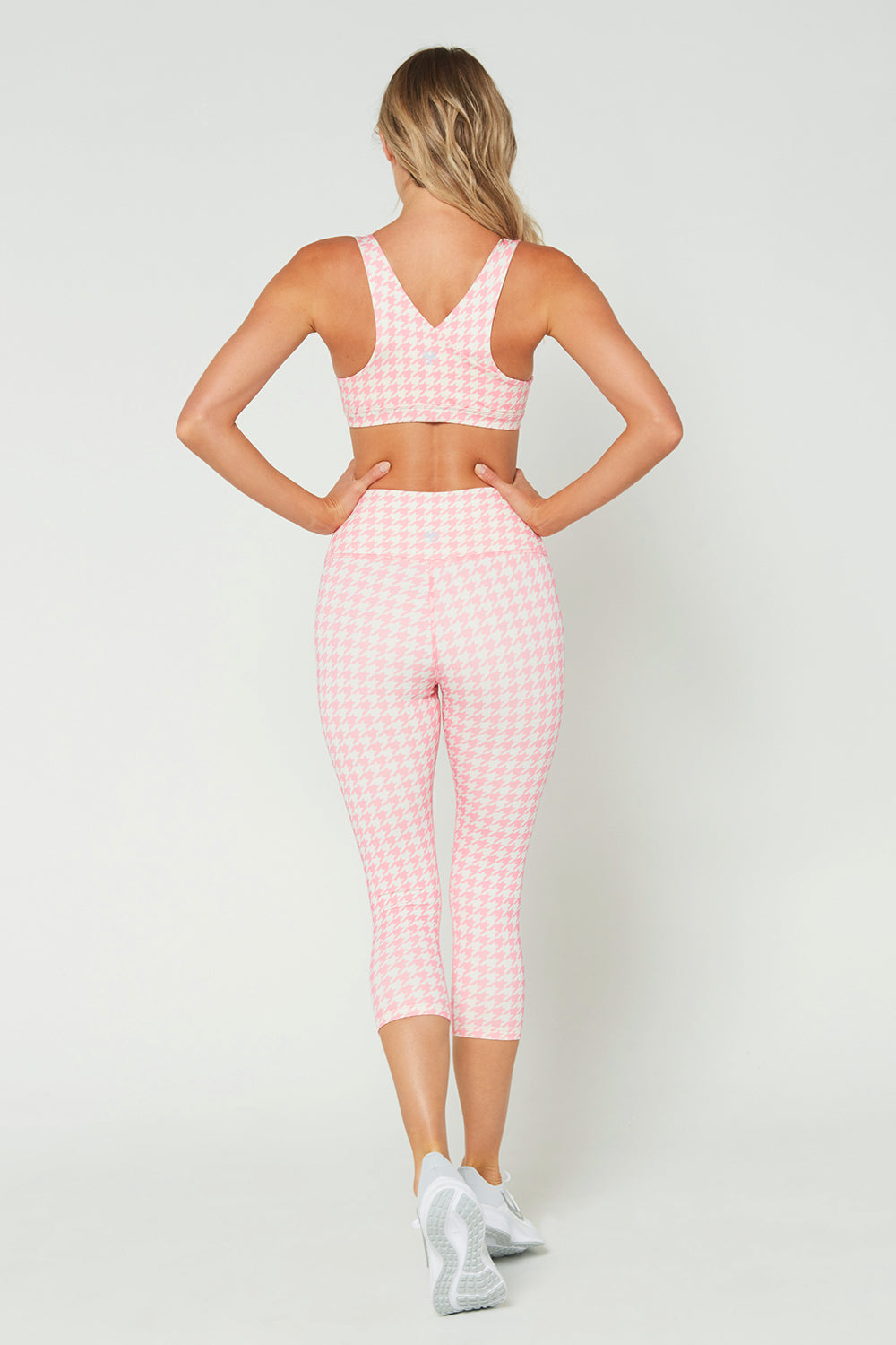 Women's Pink Houndstooth Set side view