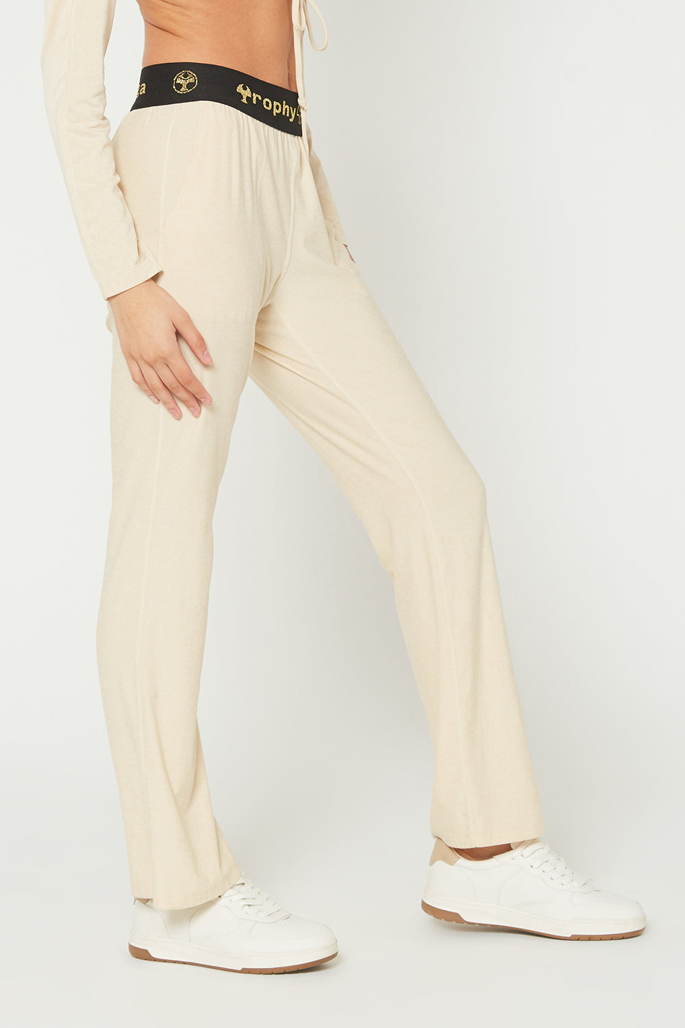 Women's Light Heather Logo Relaxed Pants Made in USA back view