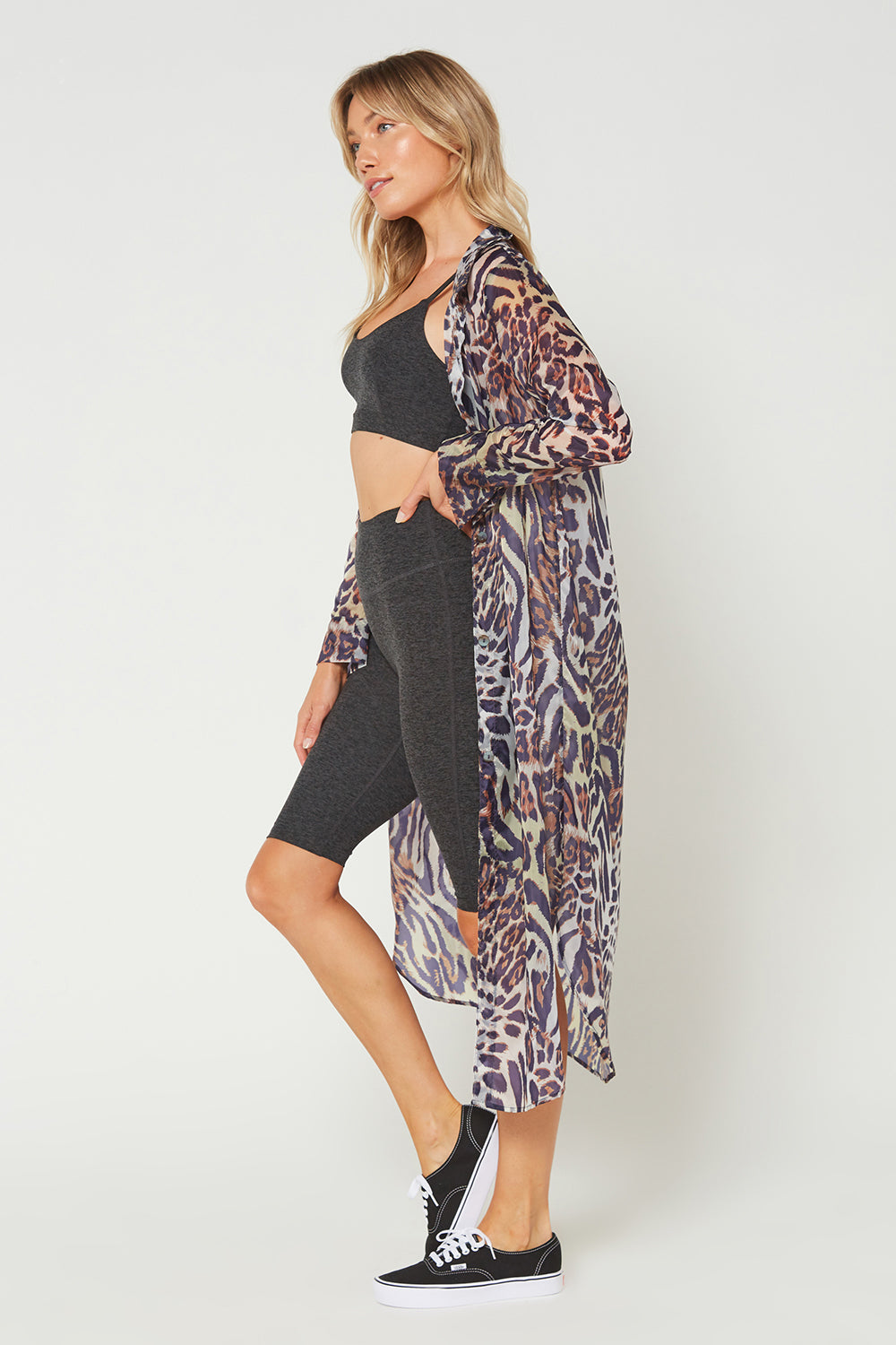 Women's Wild Side Maxi Cover Up Shirt Made in USA detail view 5
