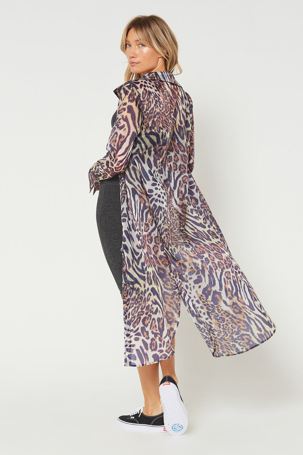 Women's Wild Side Maxi Cover Up Shirt Made in USA detail view 4