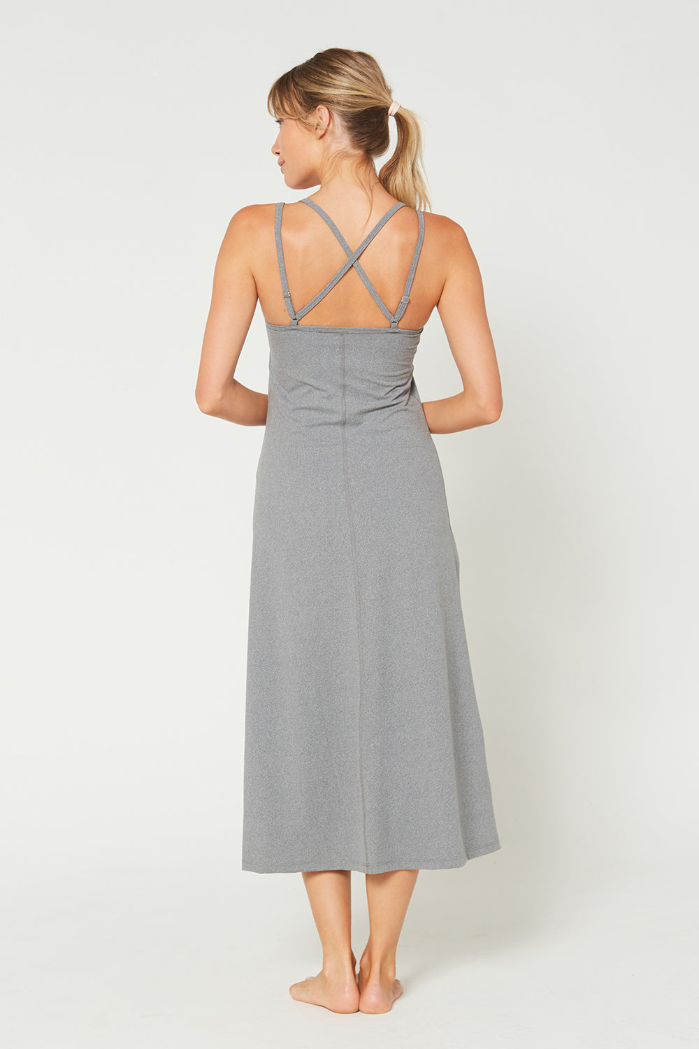 Women's Cross Back Strap Maxi Dress Made in USA detail view 15