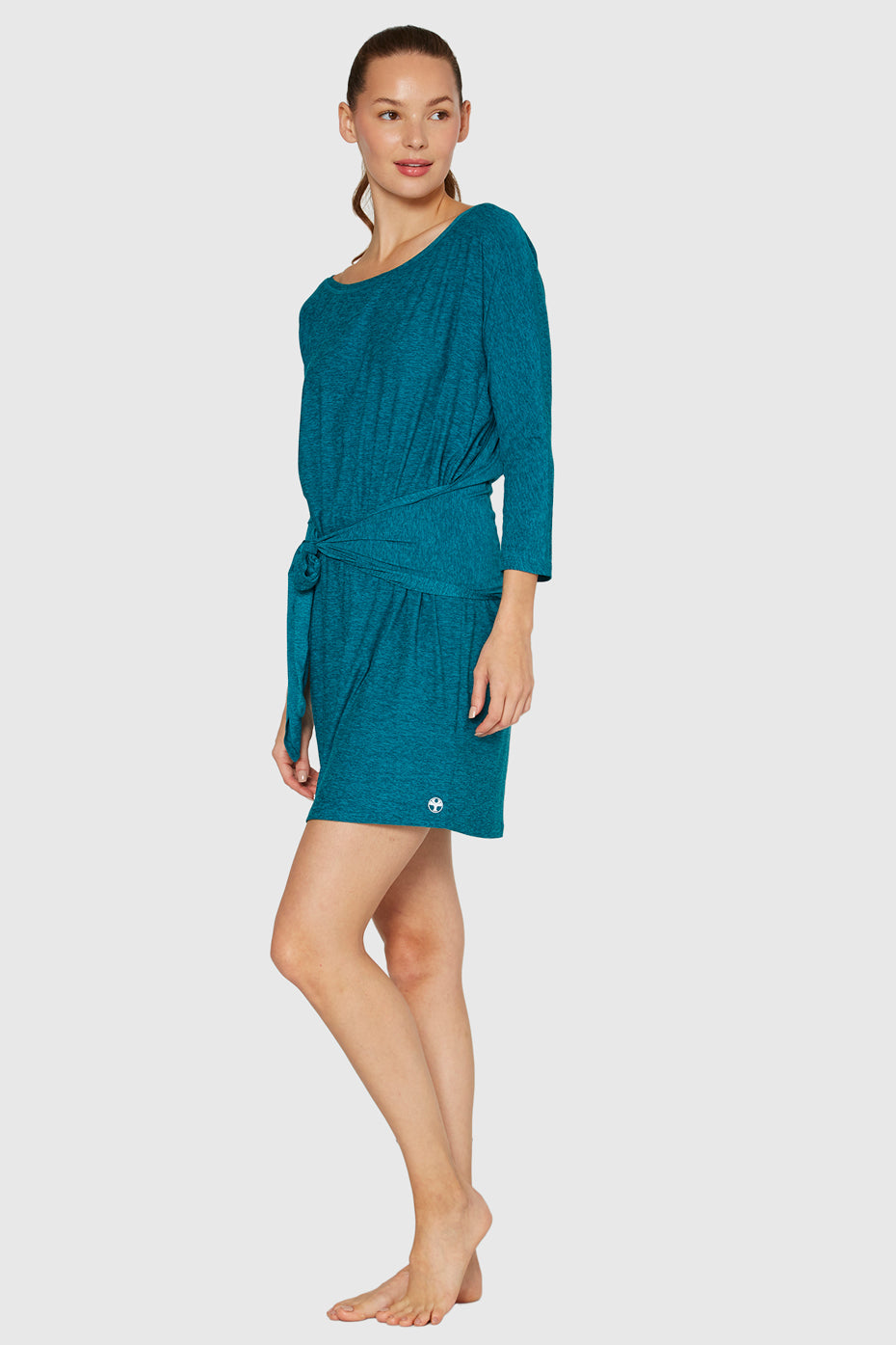 Women's Light Heather Wrap Dress Made in USA detail view 3