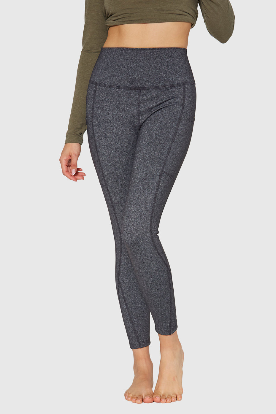 Women's Stretch Heather Pocket Legging Made in USA back view