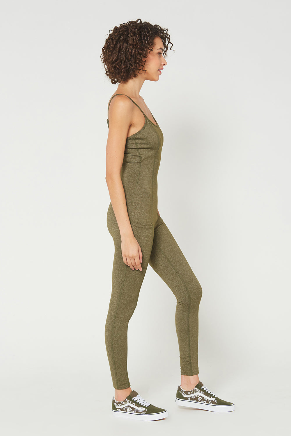Women's Sculpted Scoop-Neck Romper Made in USA detail view 9