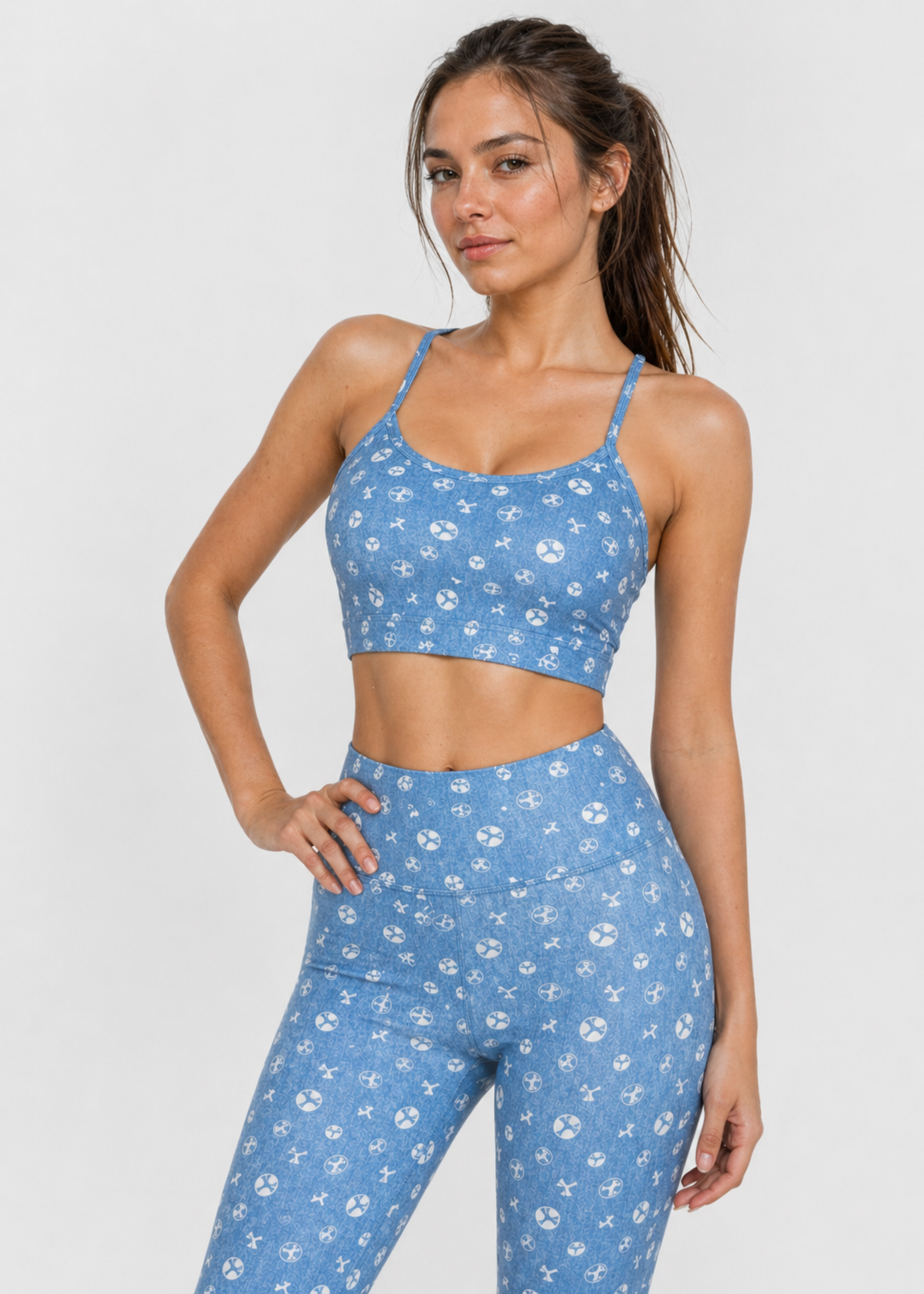 Women's Trophy Yoga Logo Denim 2-Piece Set Made in USA detail view 4