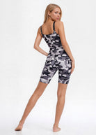 Women's Grey Camo Romper Made in USA side view