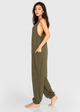 Women's Soft Drape Pocket Romper Made in USA front view